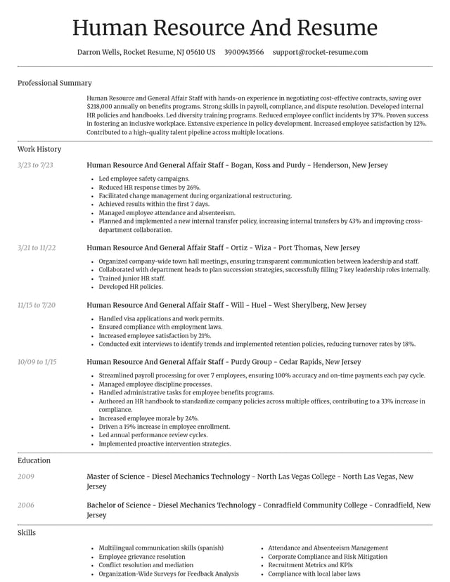 Dignified resume template