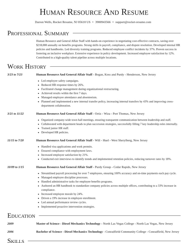 Director resume template
