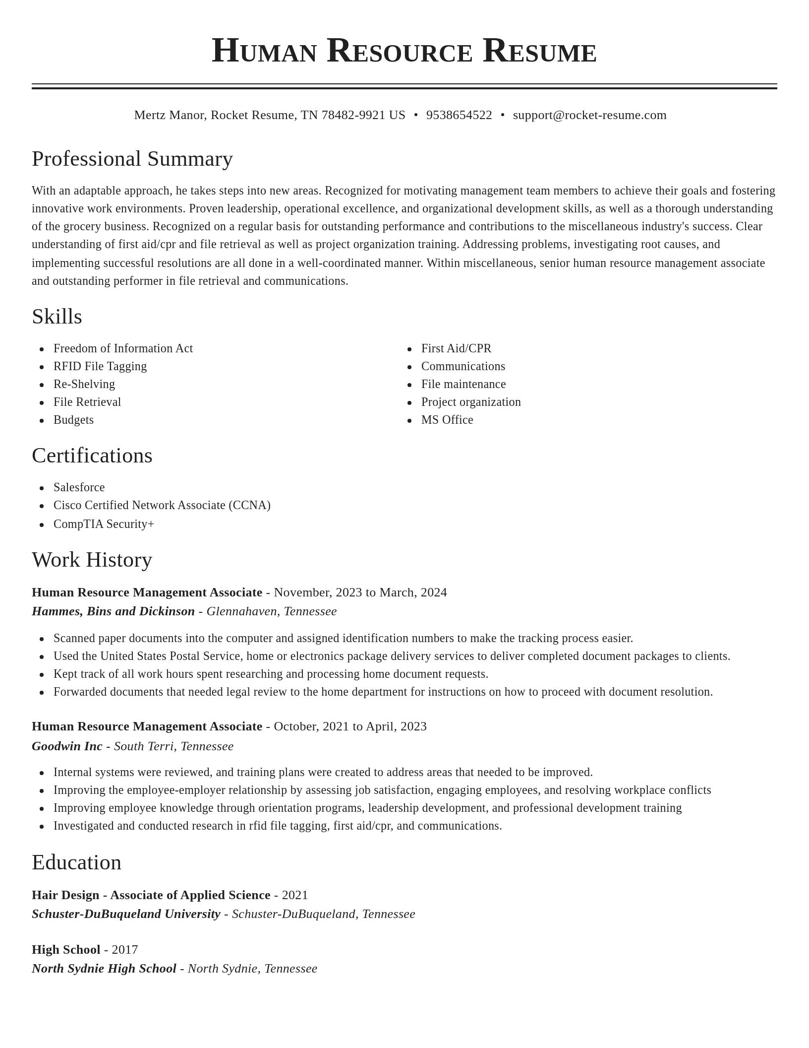 Classic resume template