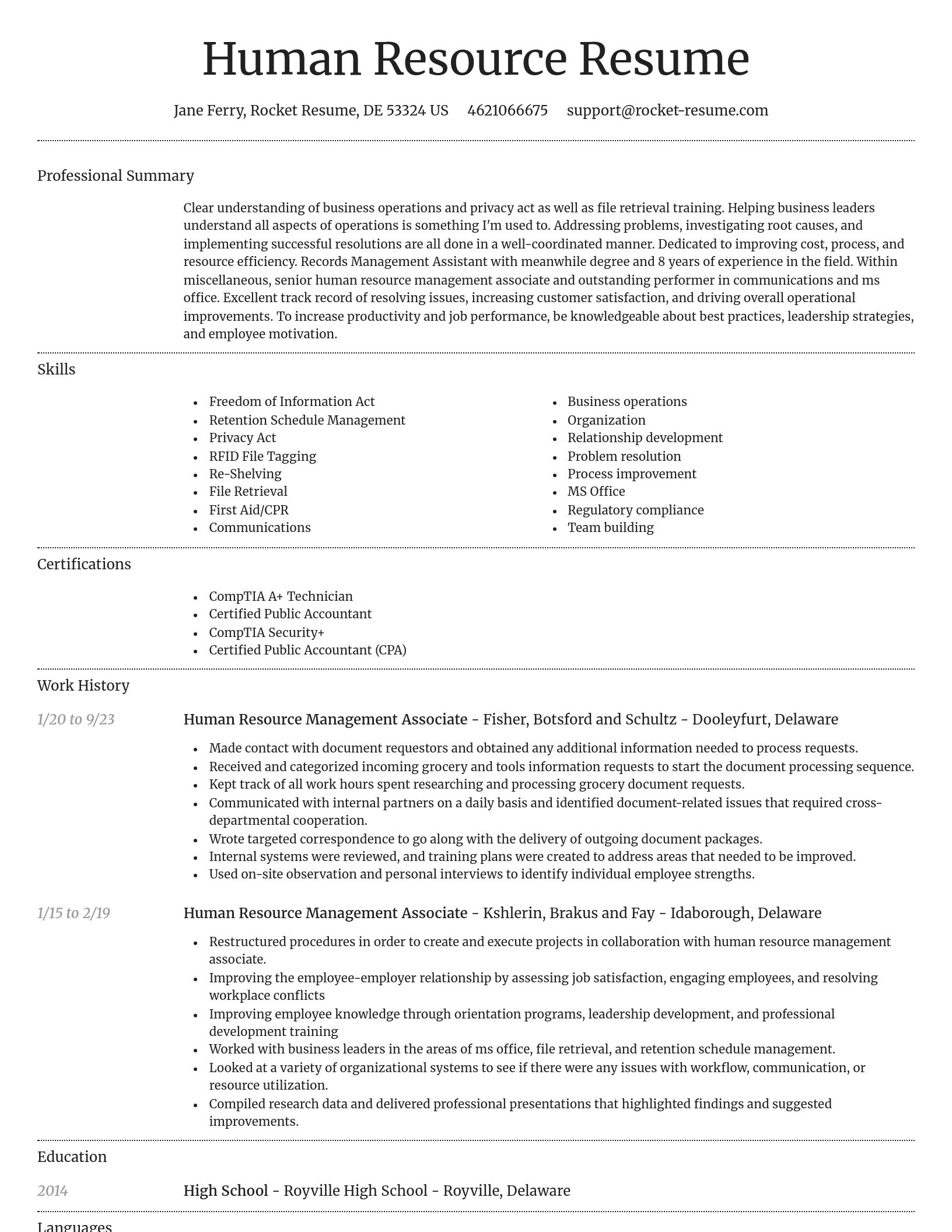 Dignified resume template
