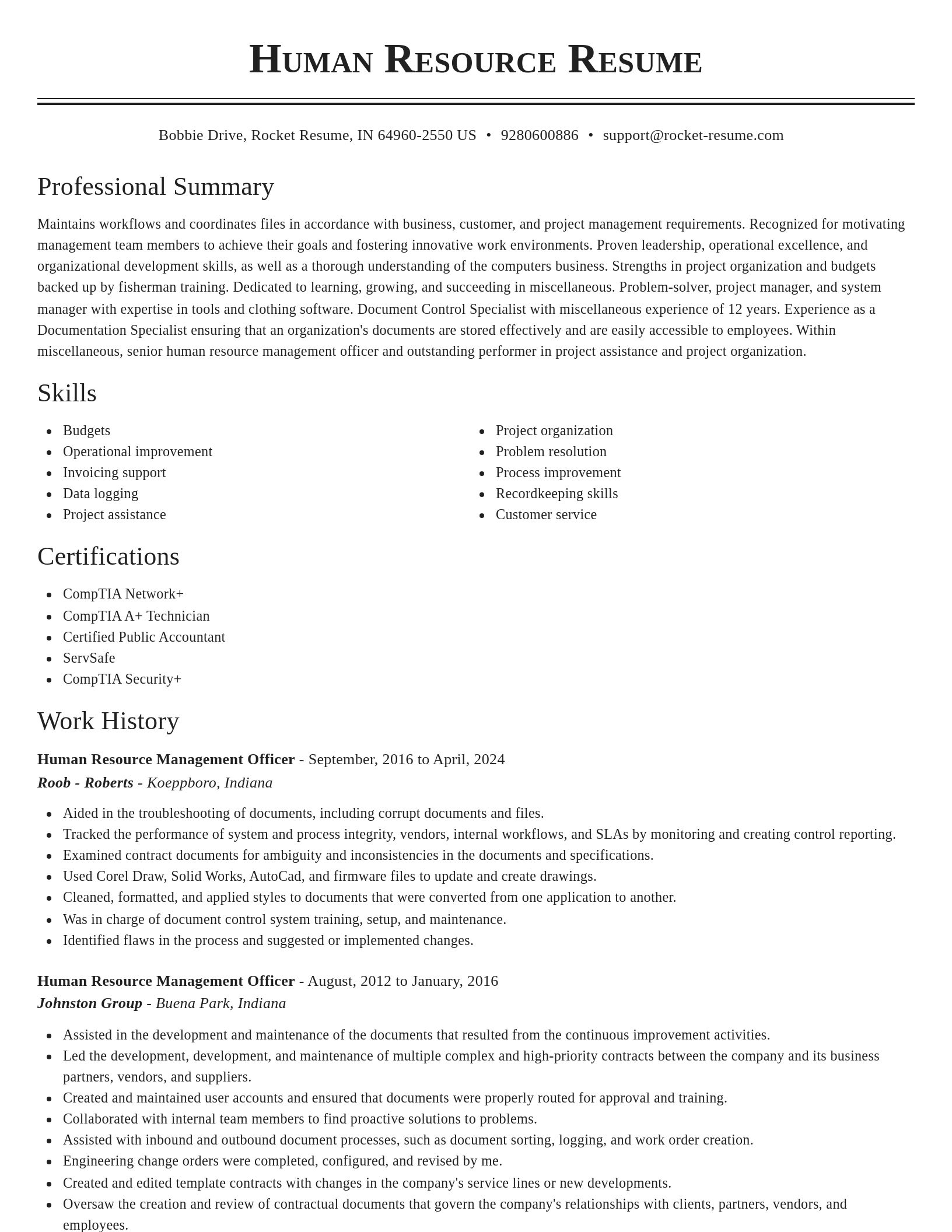 Classic resume template