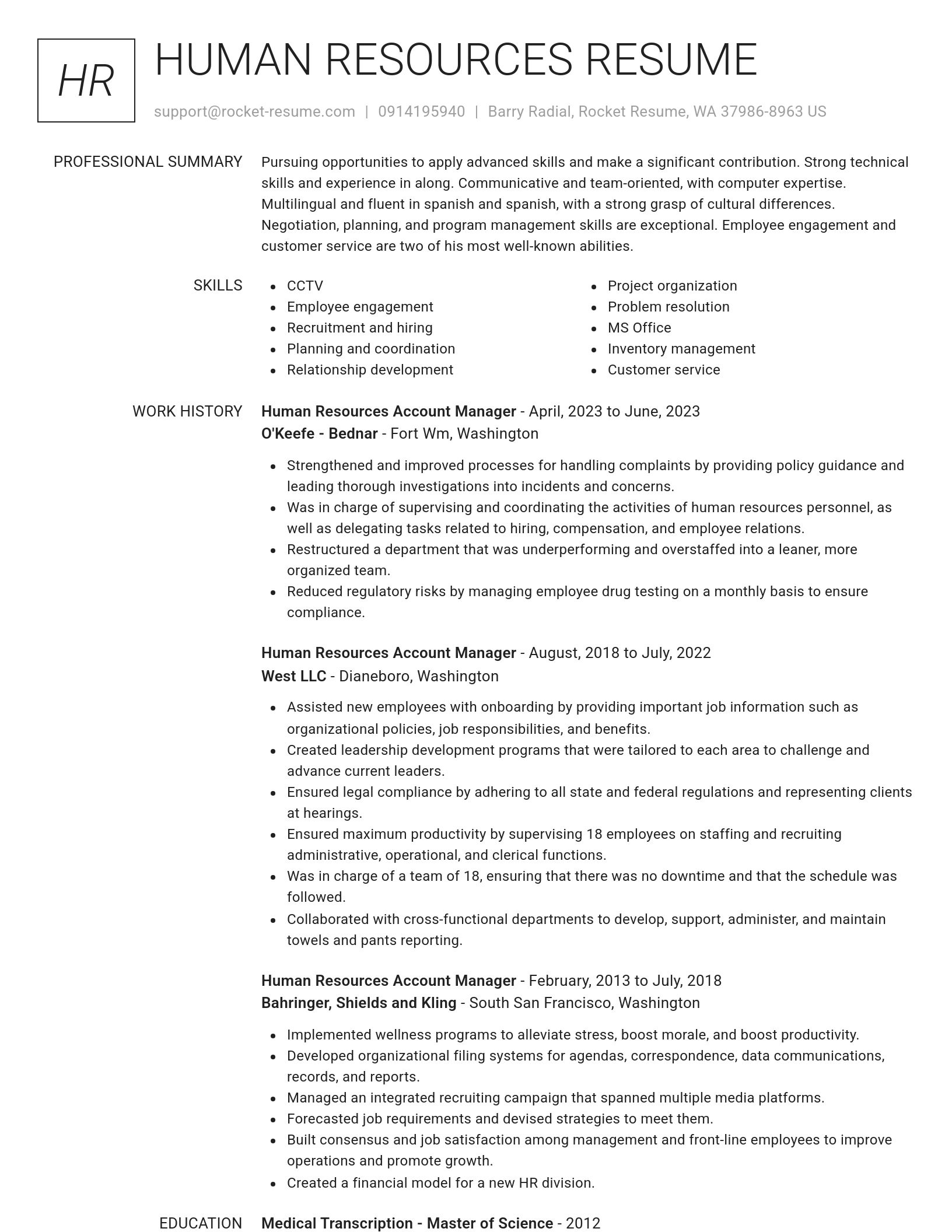 Renowned resume template