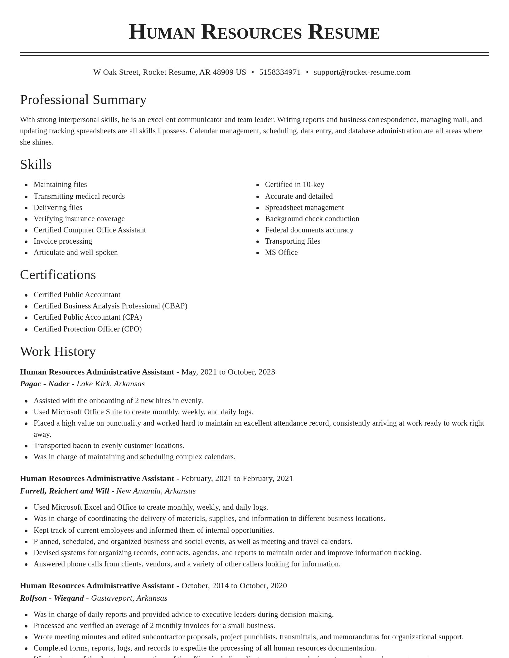 Classic resume template