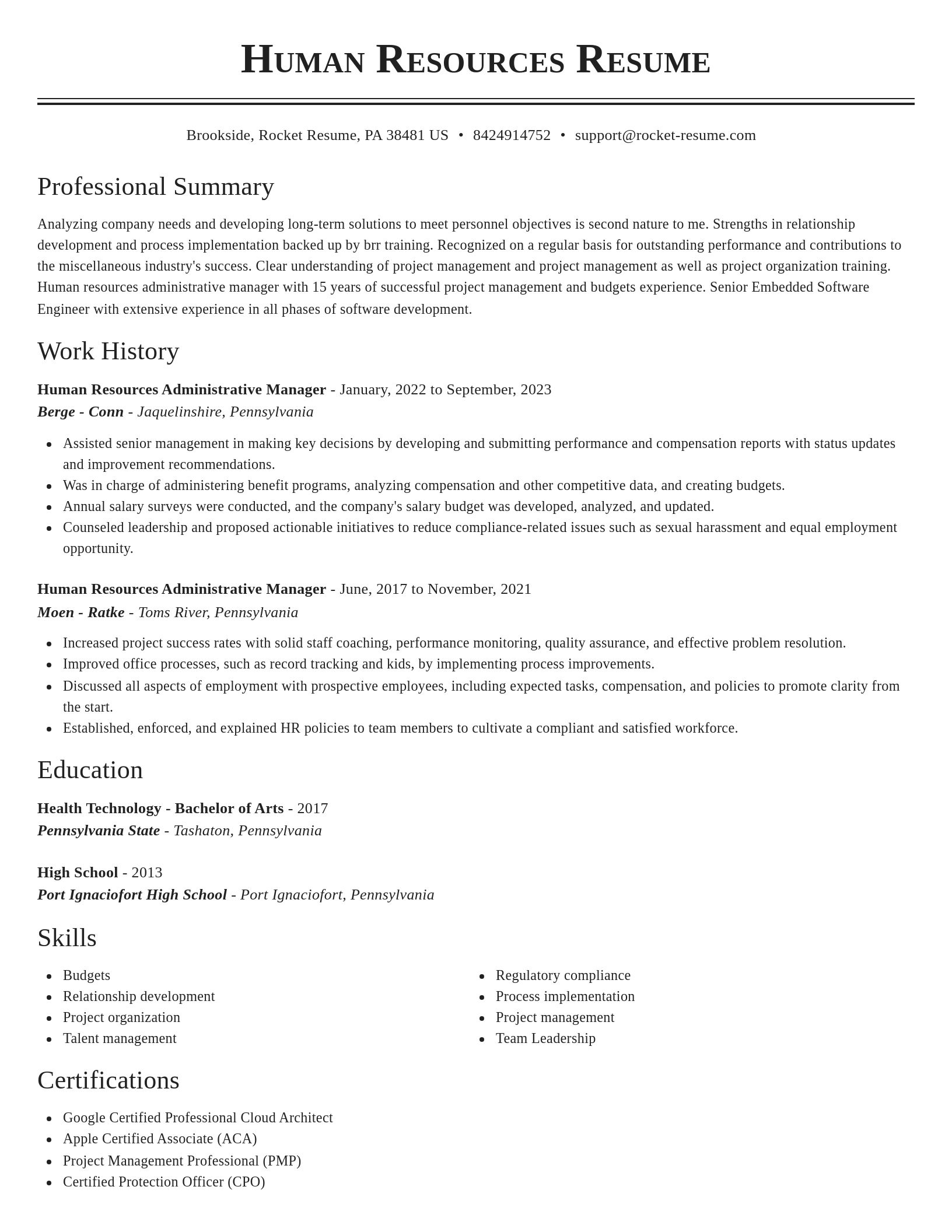 Classic resume template