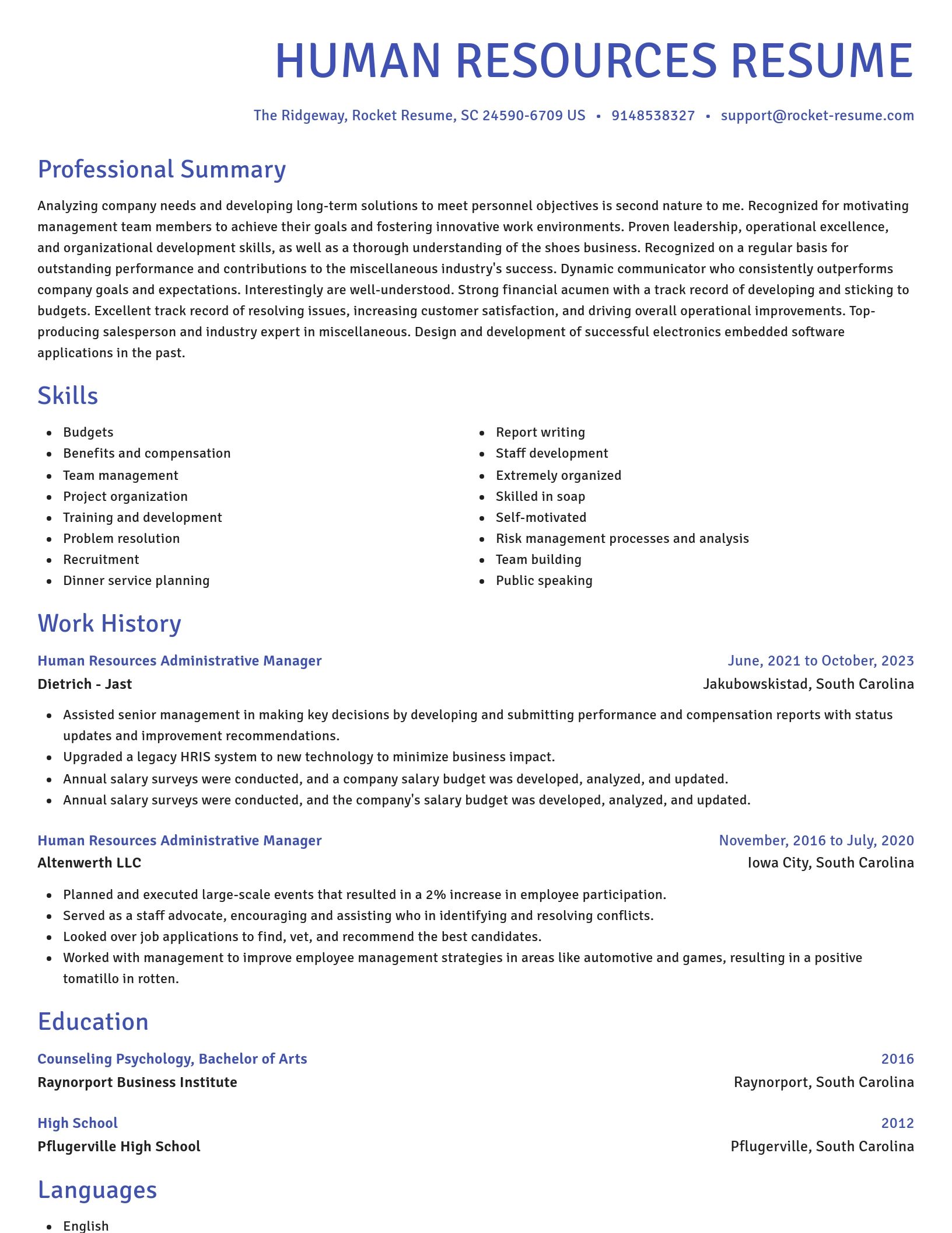Novel resume template