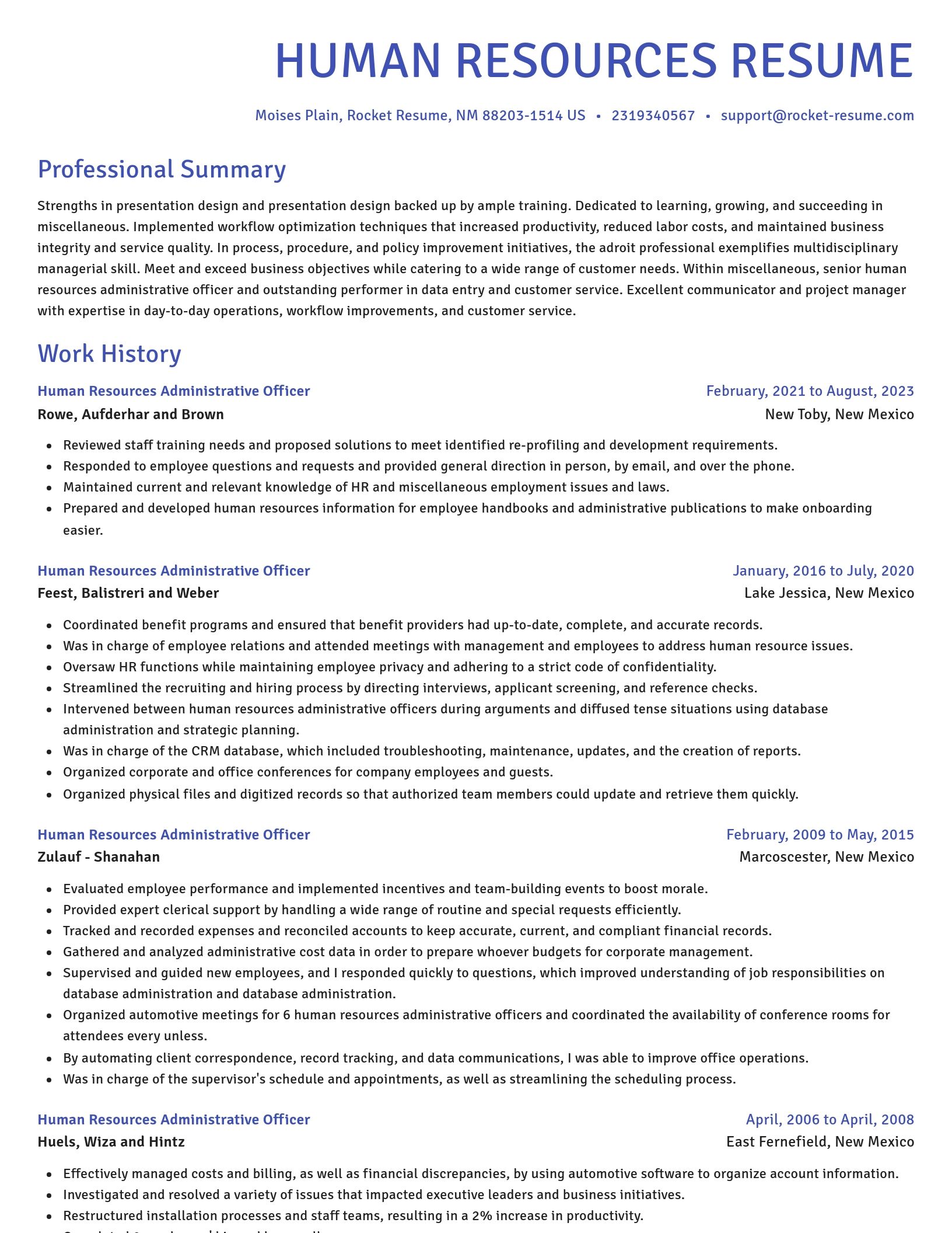 Novel resume template