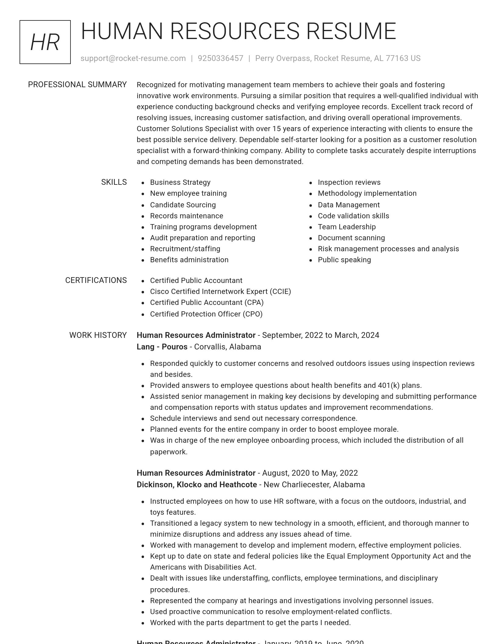 Renowned resume template