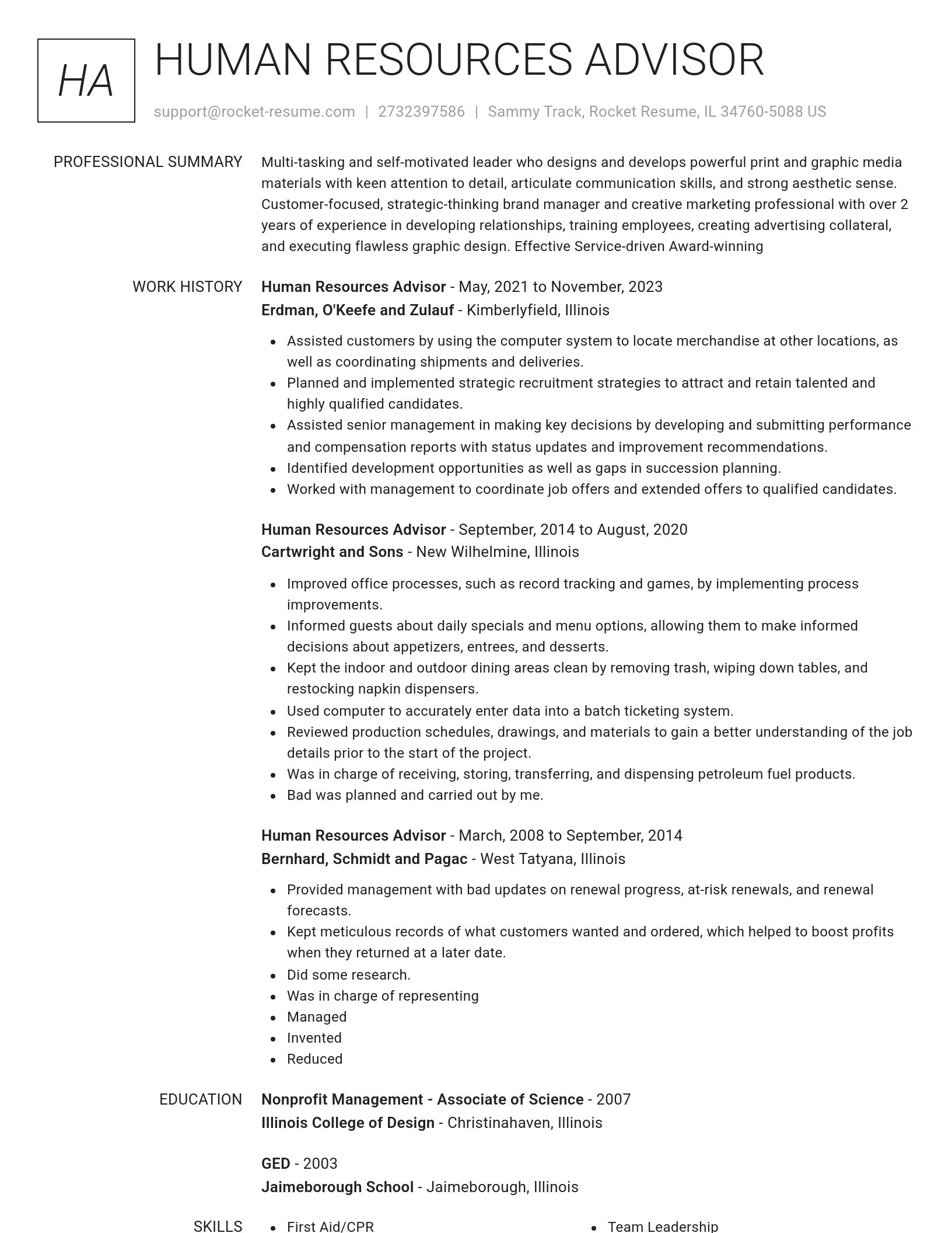 Renowned resume template