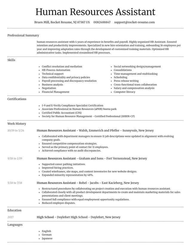 Dignified resume template