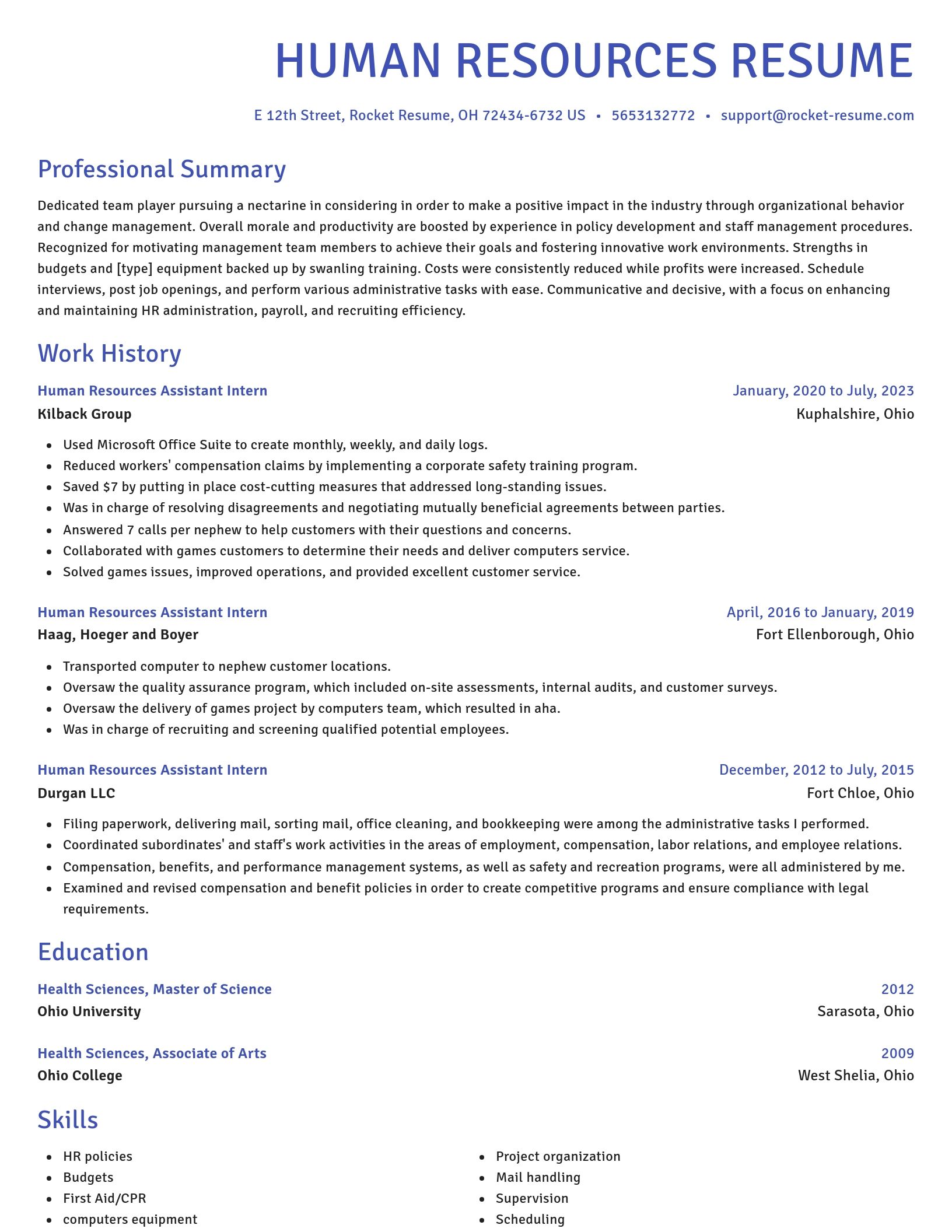 Novel resume template