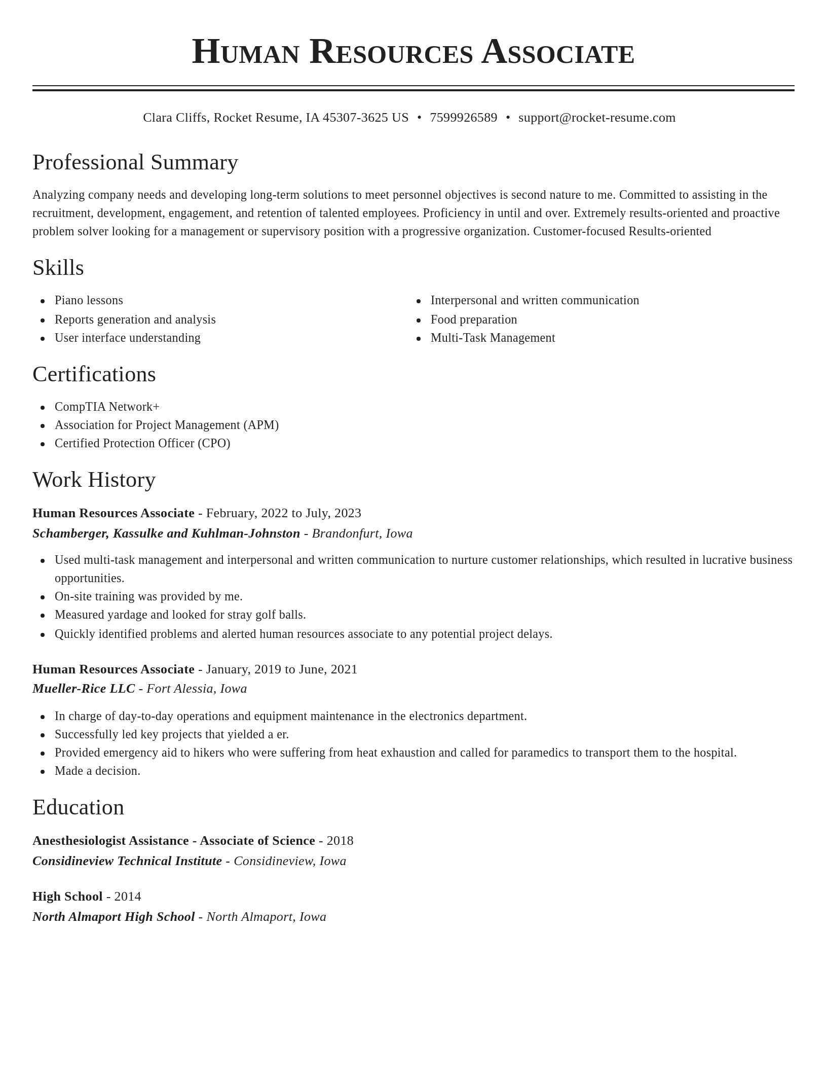 Classic resume template