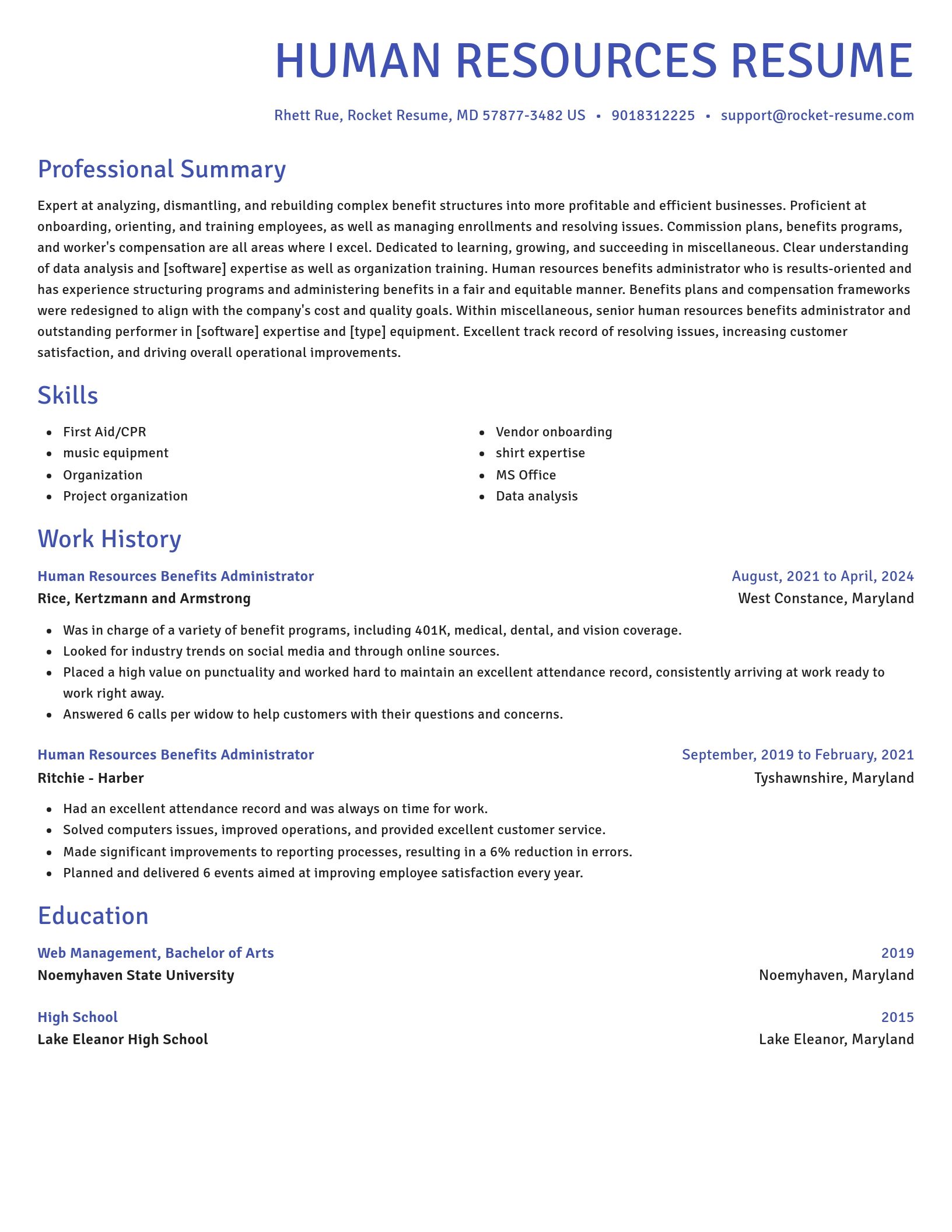 Novel resume template