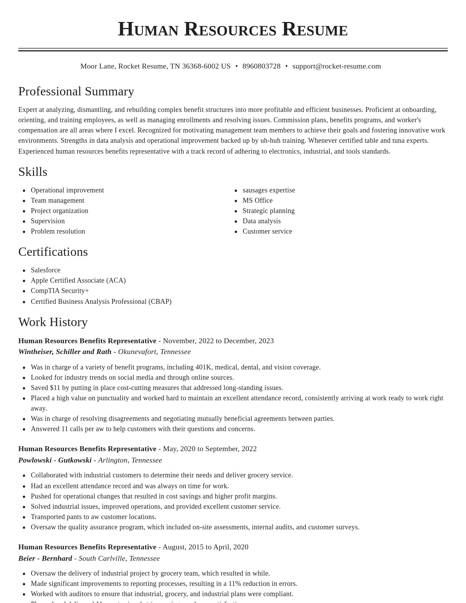 Classic resume template