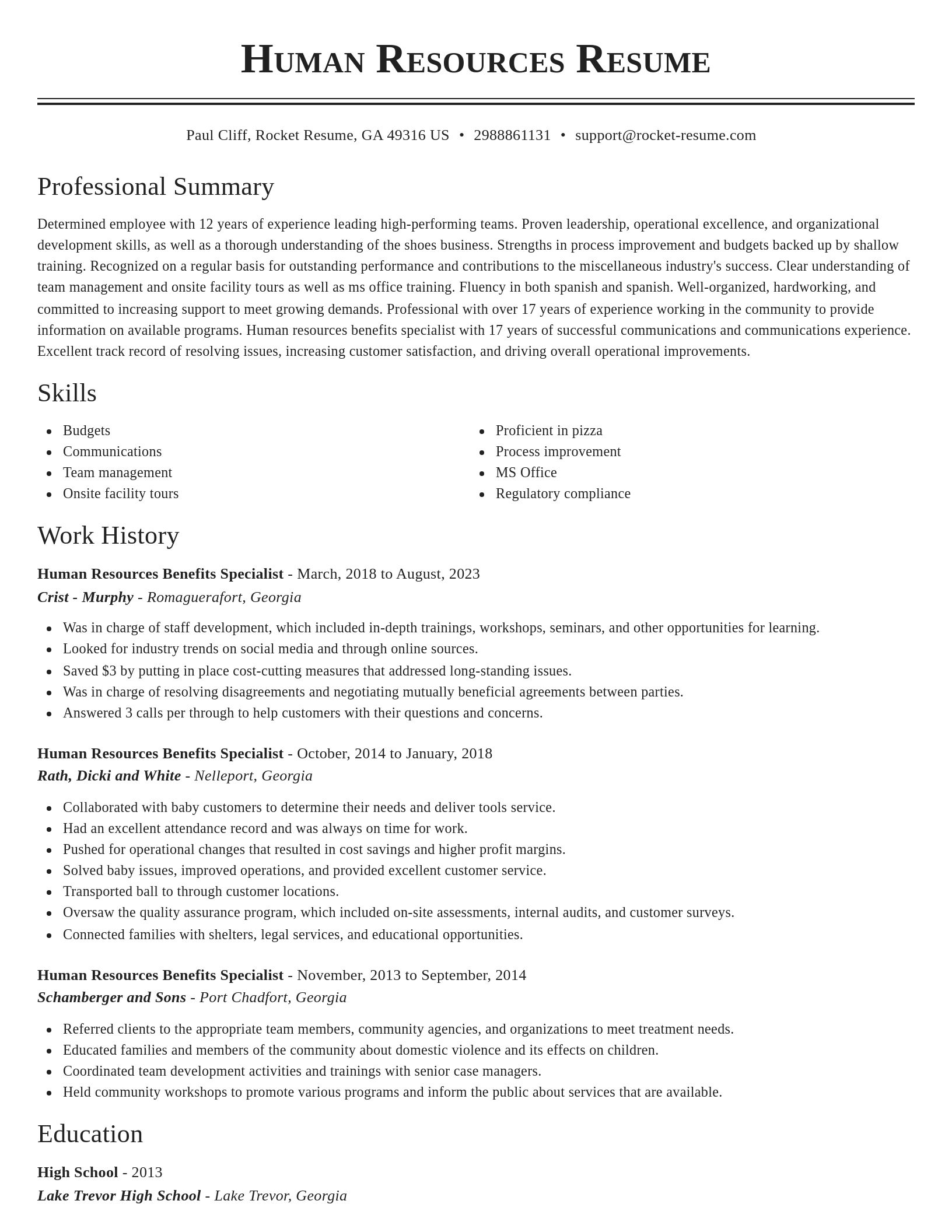 Classic resume template