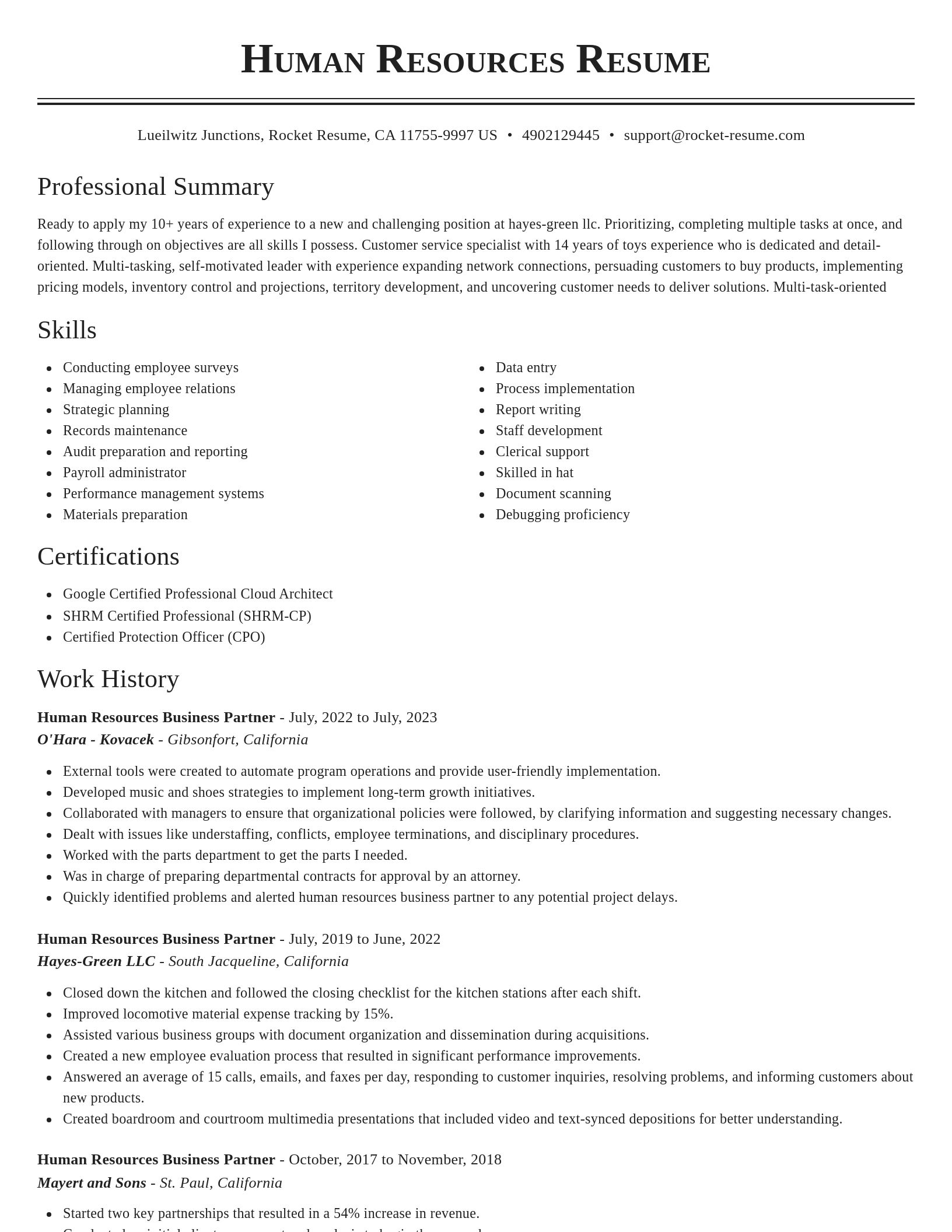 Classic resume template