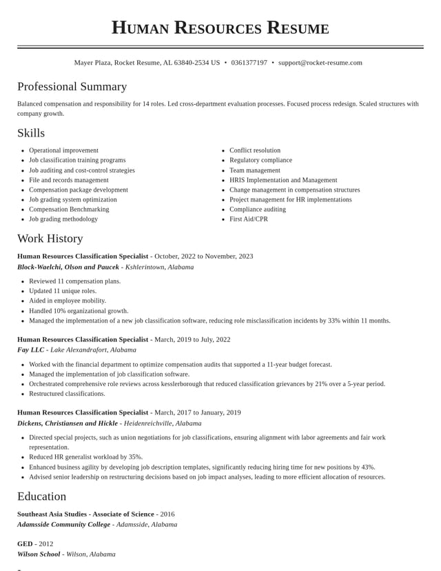 Classic resume template