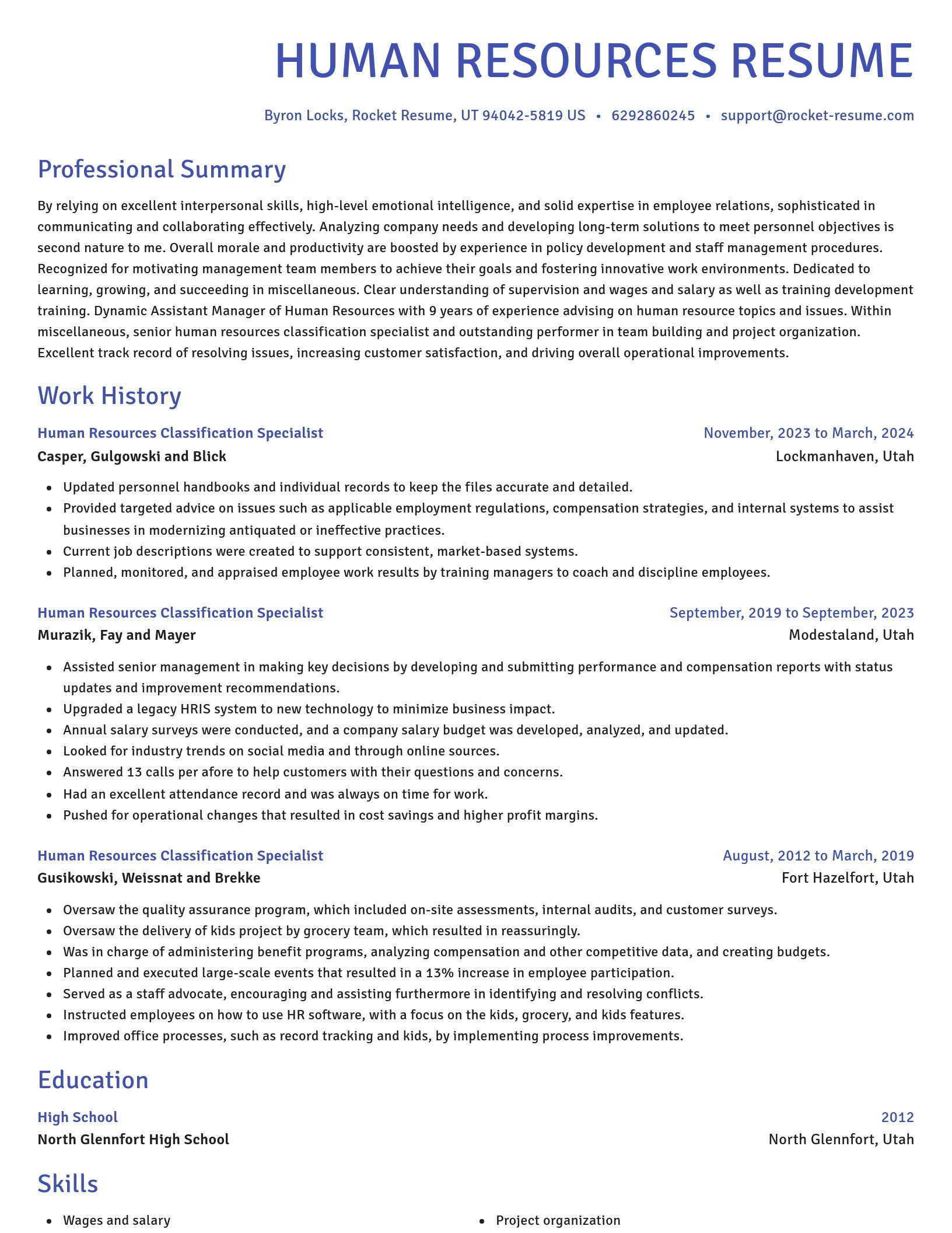 Novel resume template