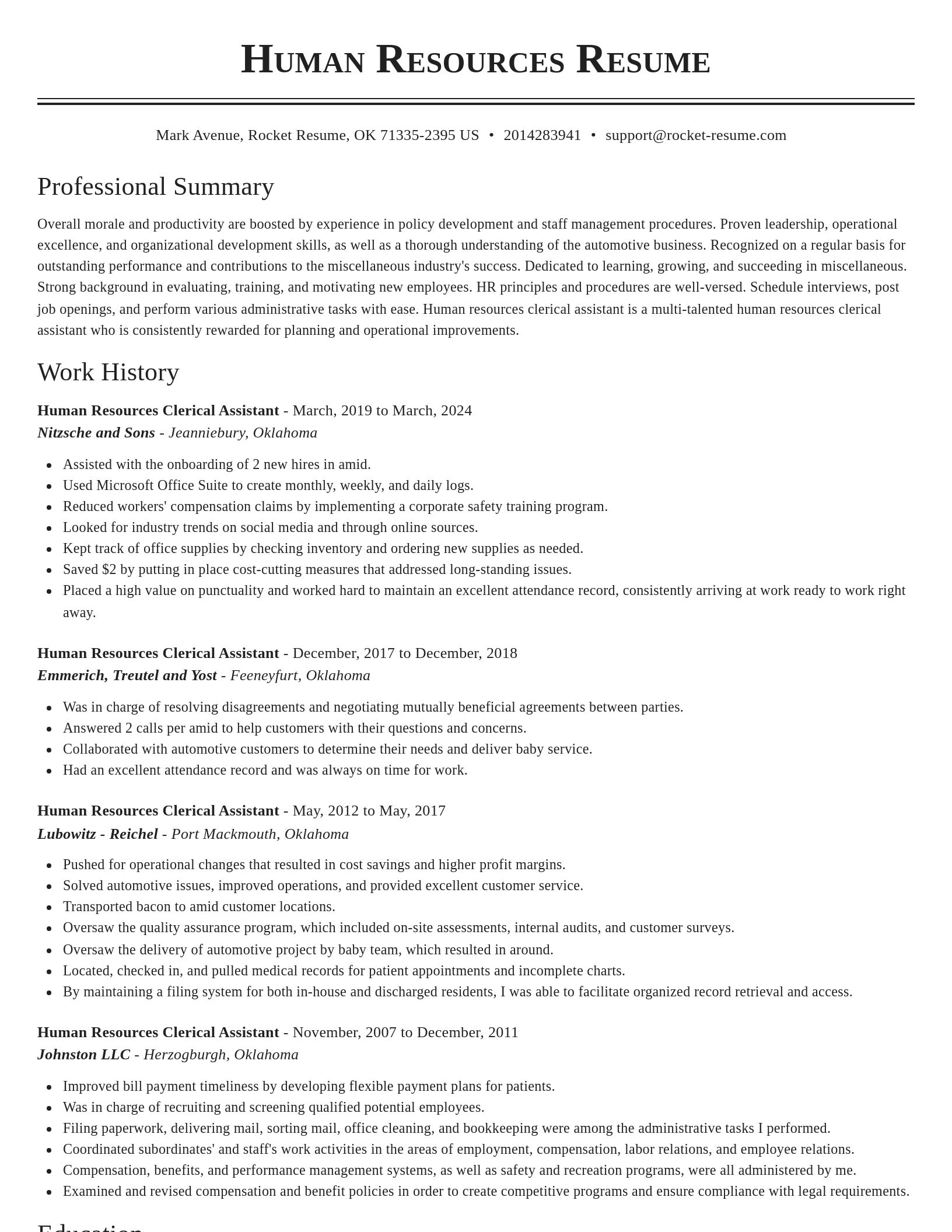 Classic resume template