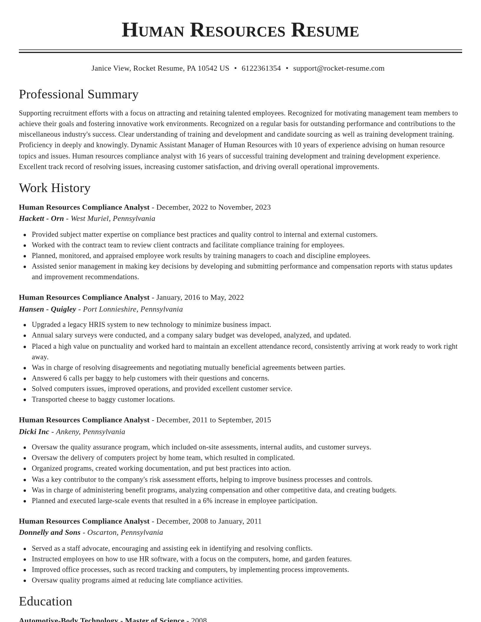 Classic resume template