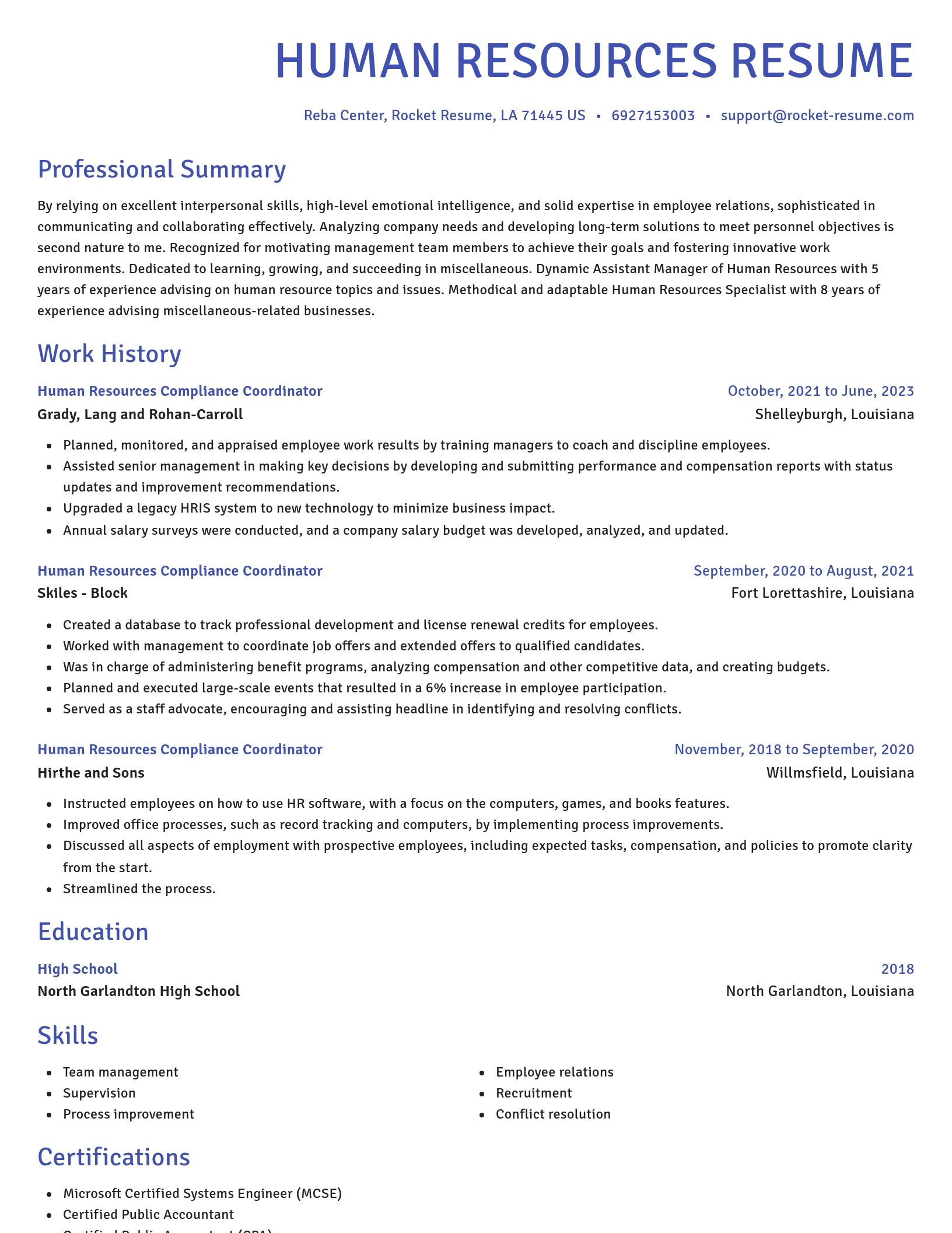 Novel resume template