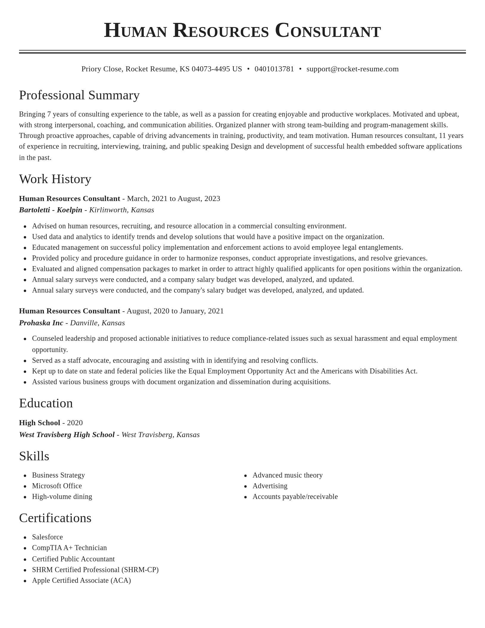 Classic resume template