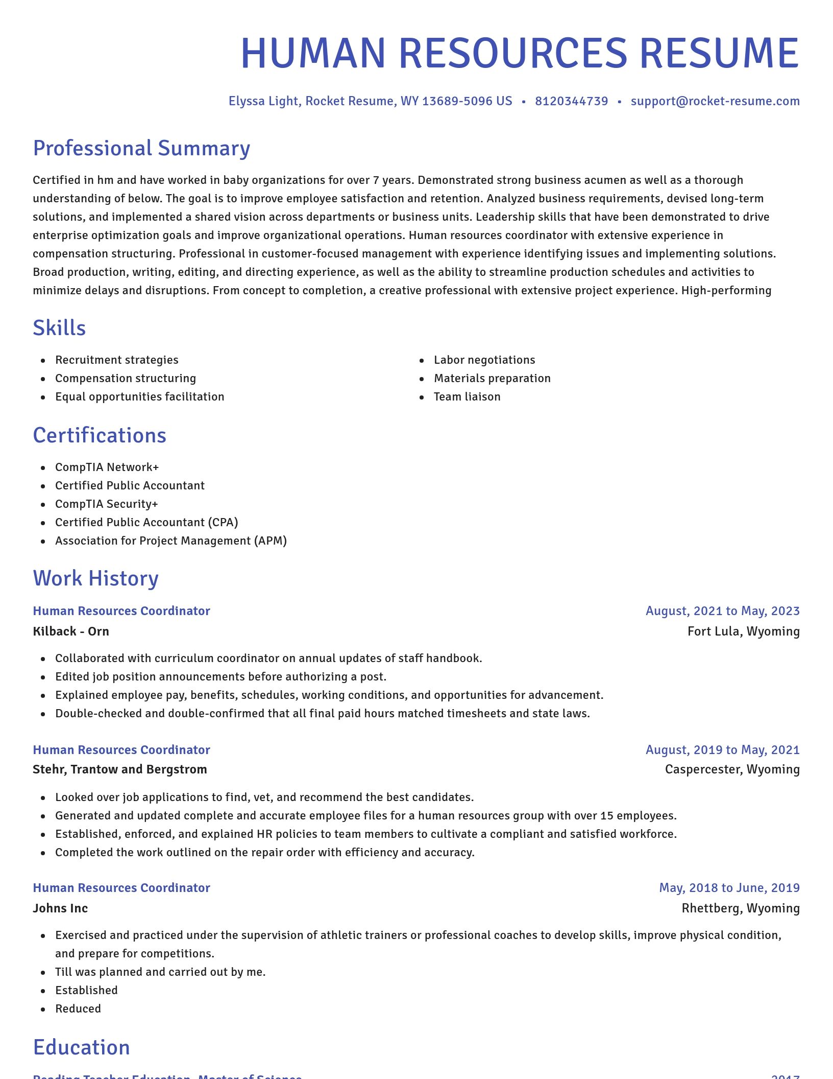 Novel resume template