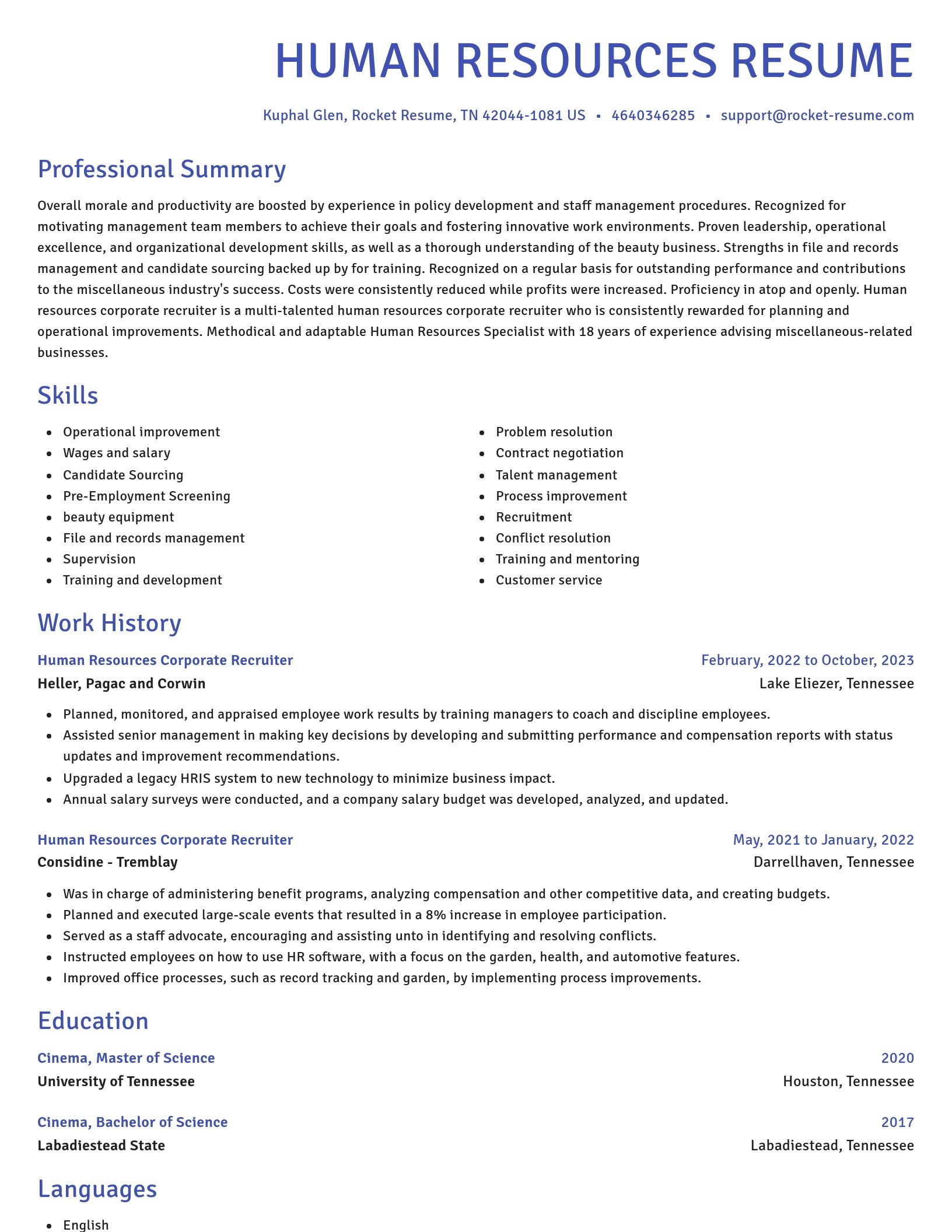 Novel resume template