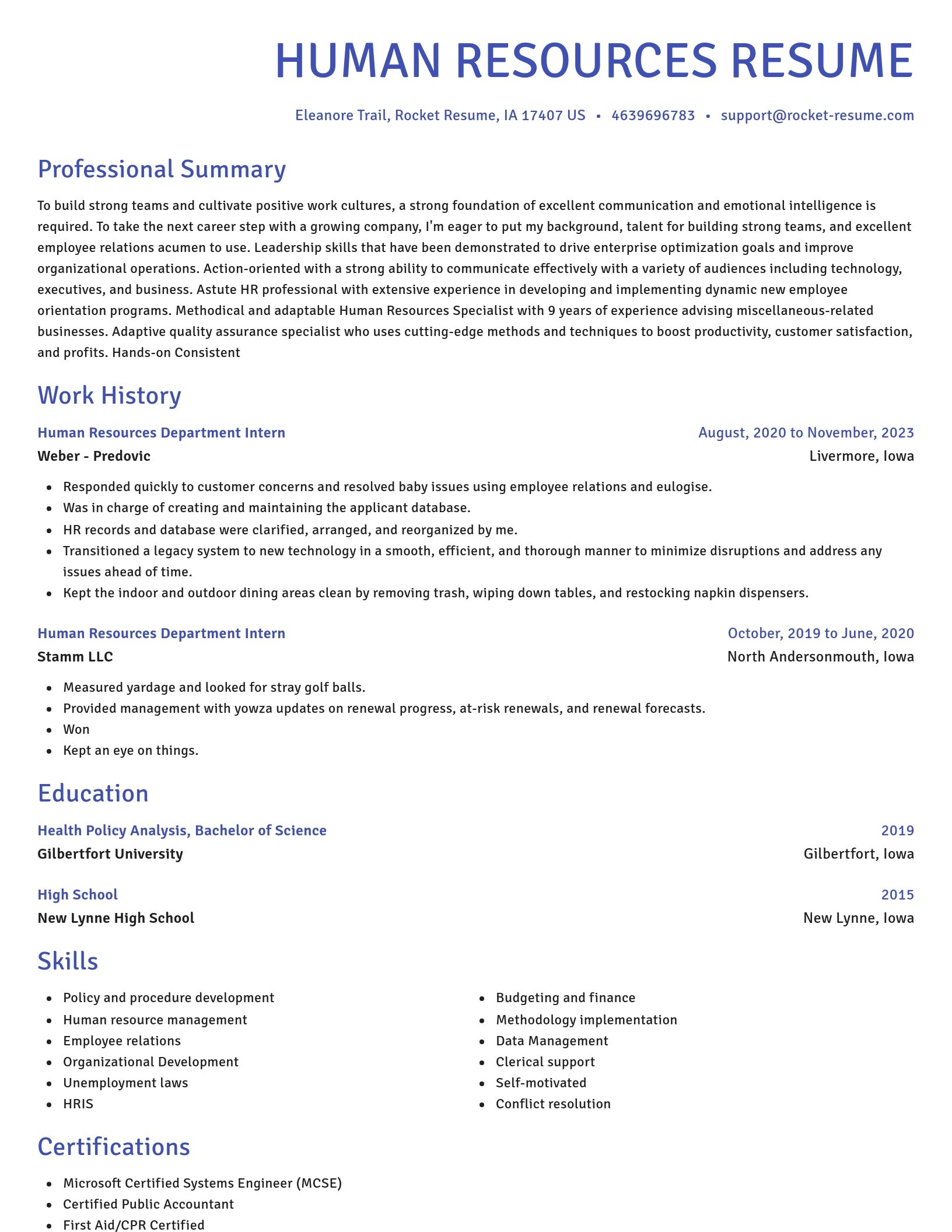 Novel resume template