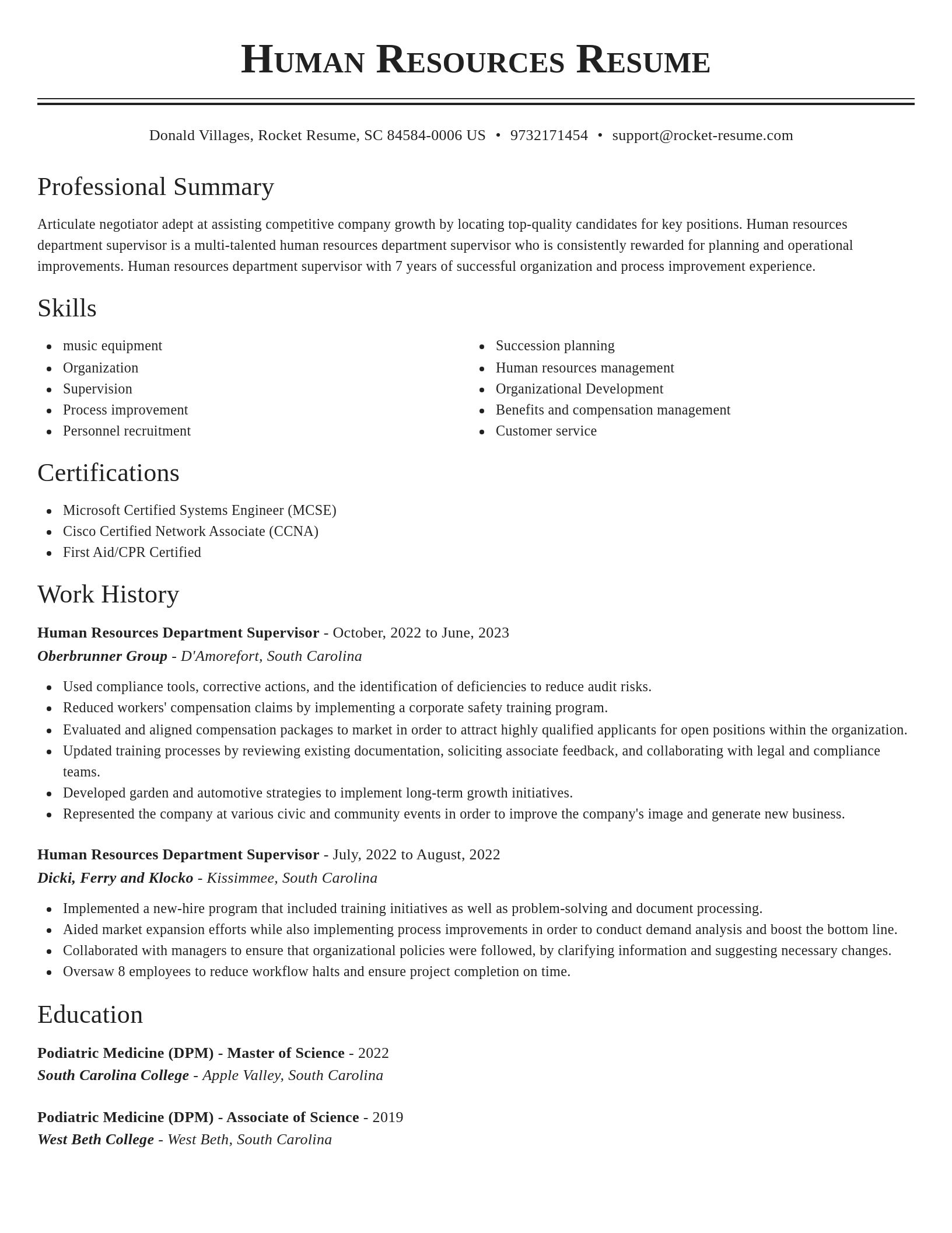 Classic resume template