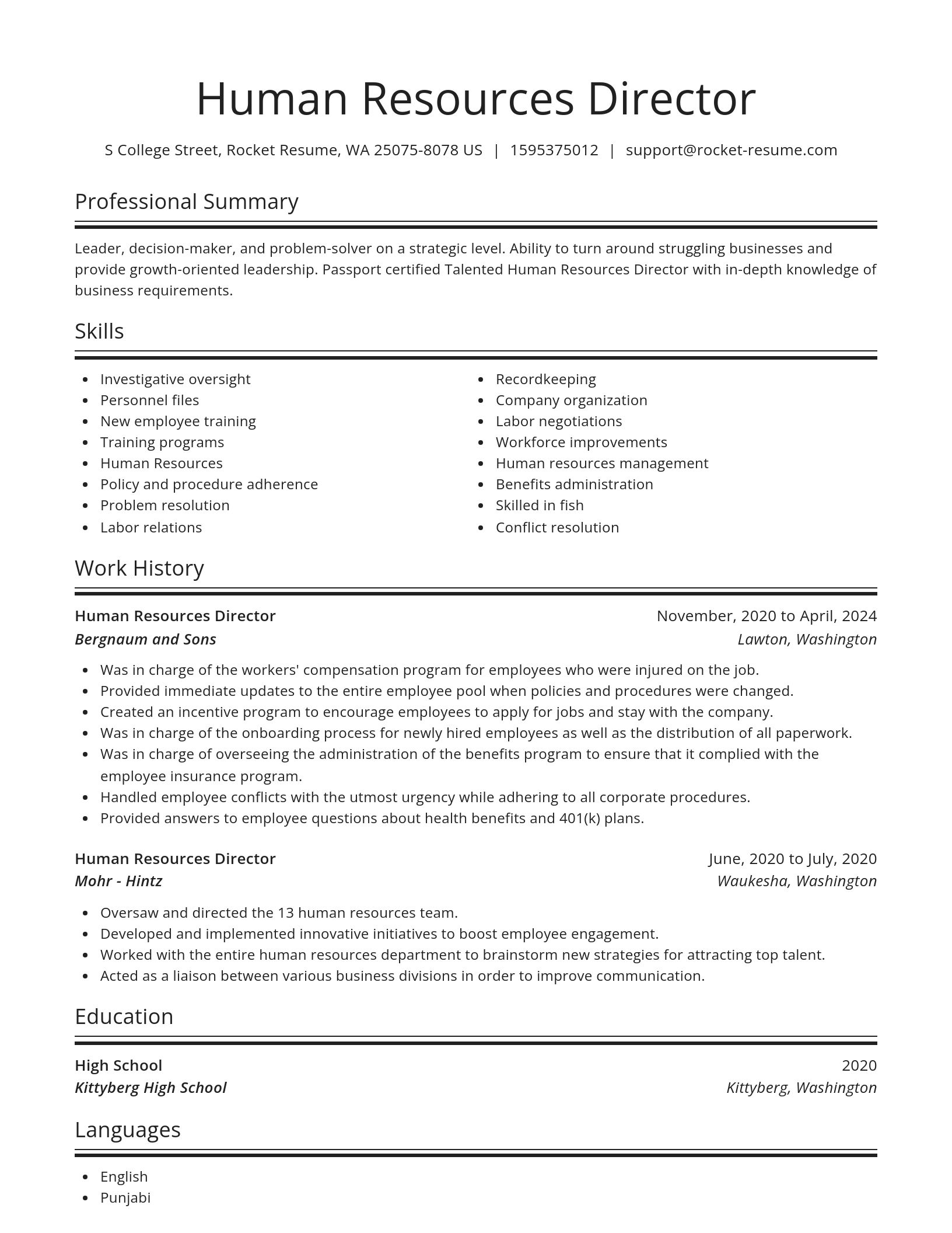 Spotlight resume template