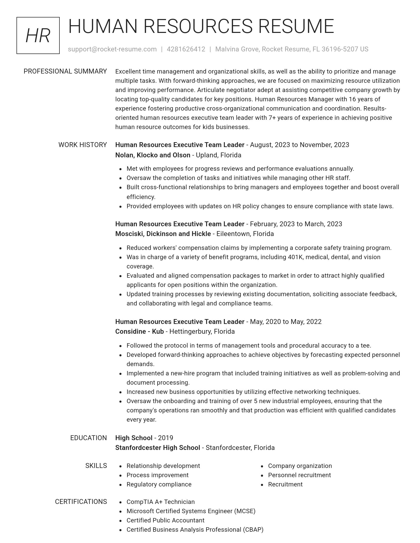 Renowned resume template
