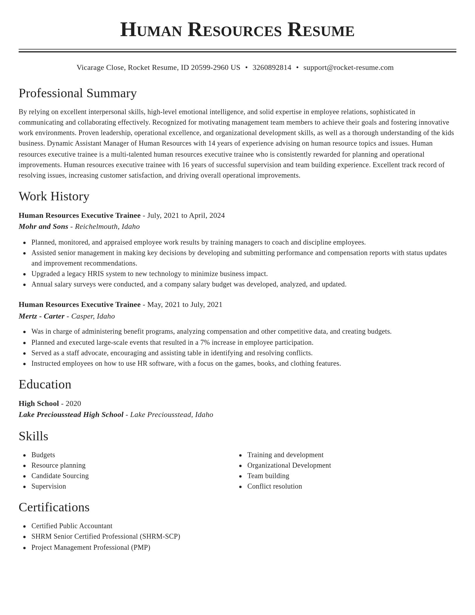 Classic resume template