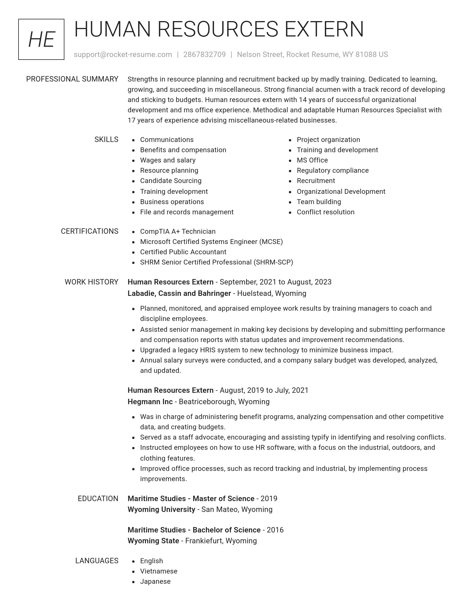 Renowned resume template