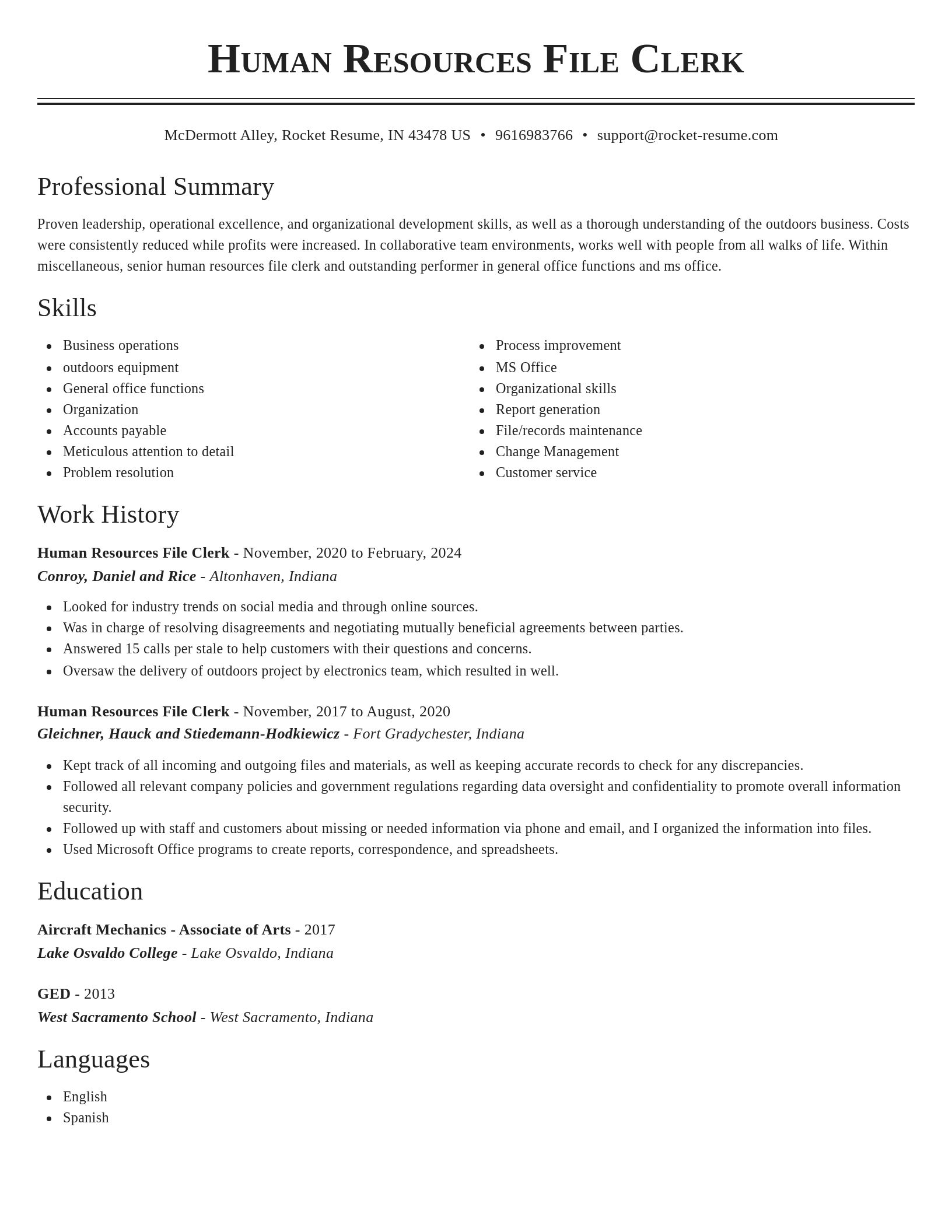 Classic resume template