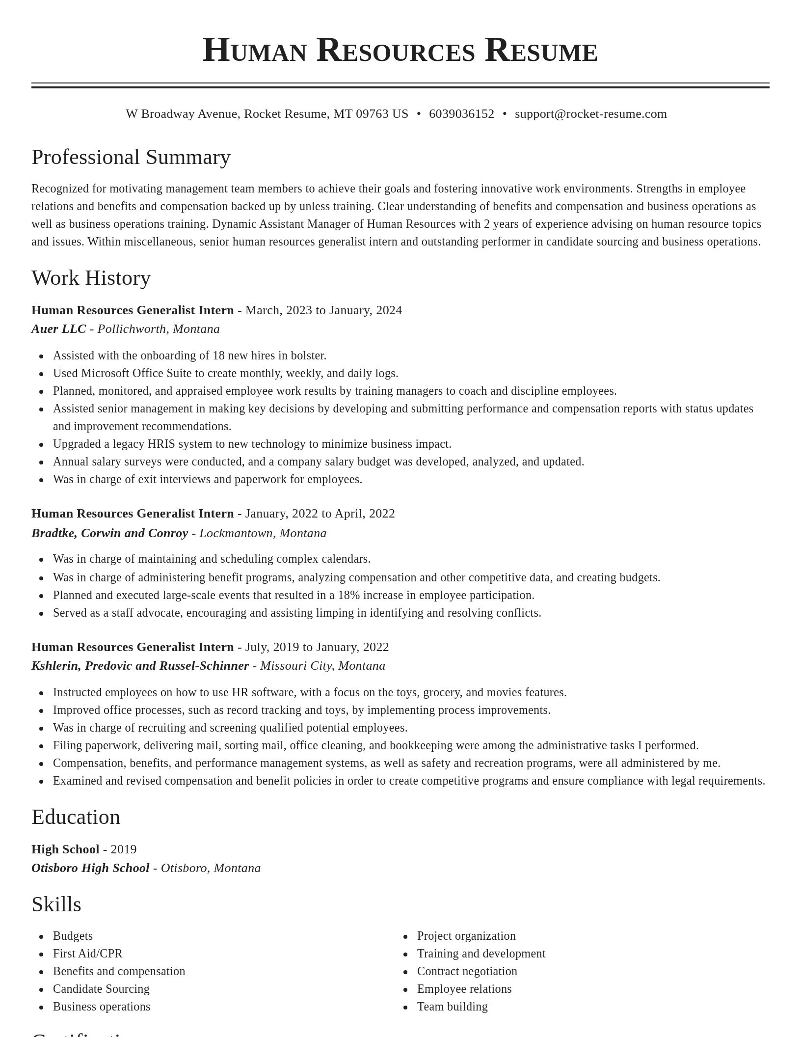 Classic resume template