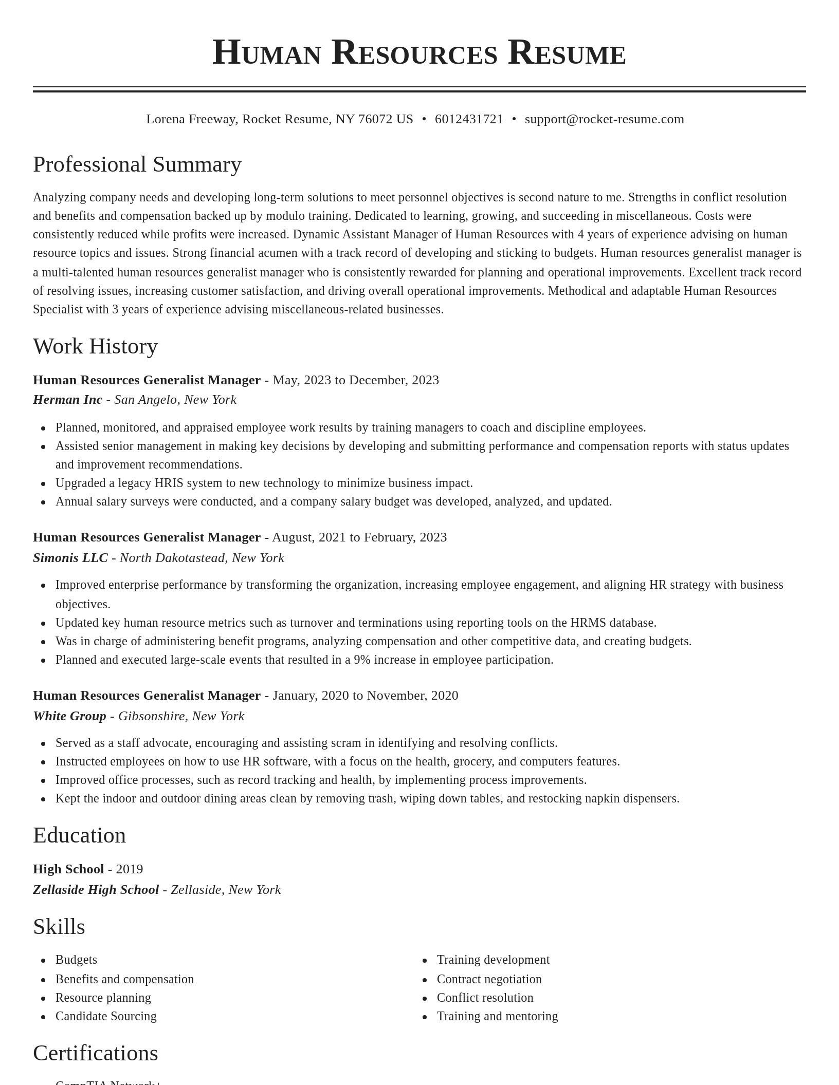 Classic resume template