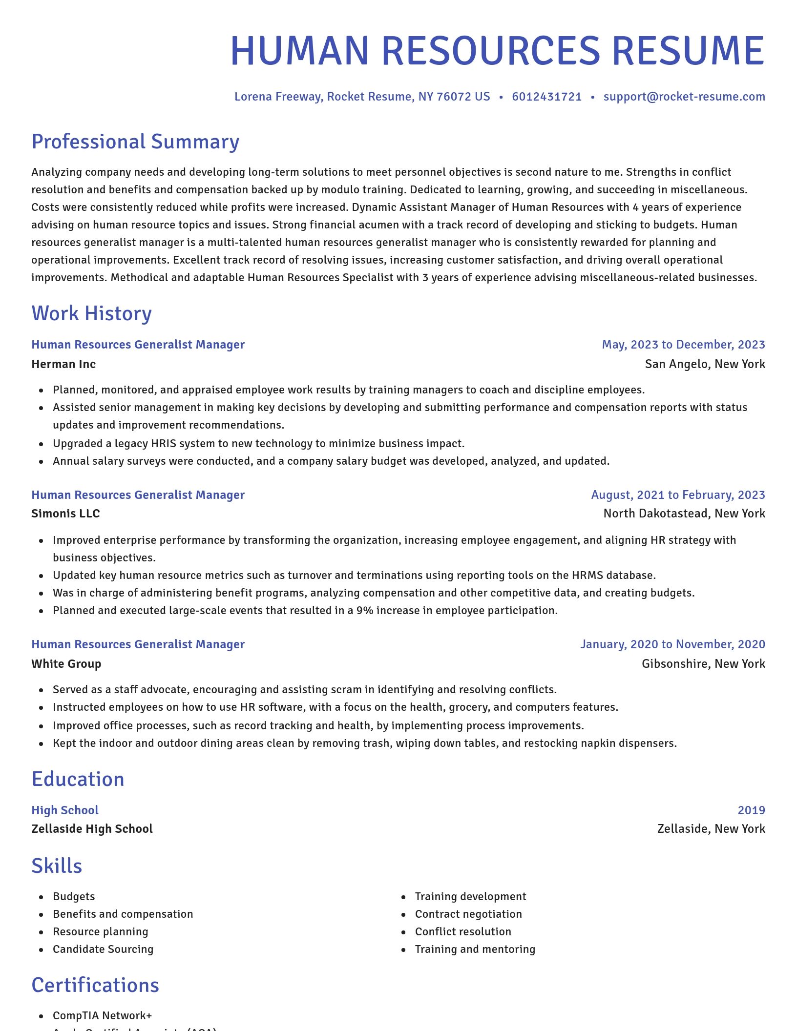 Novel resume template