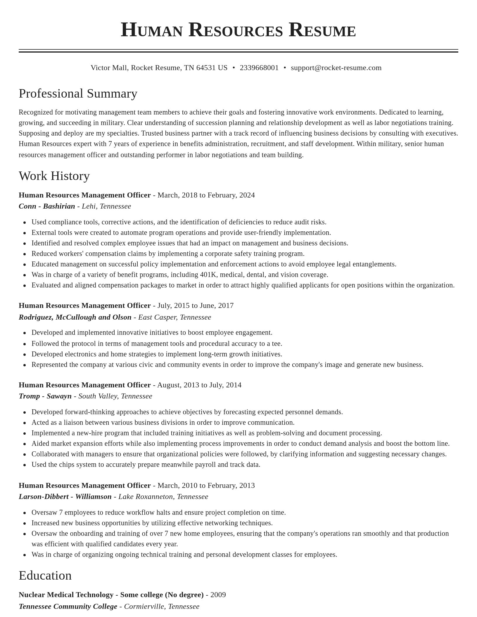 Classic resume template