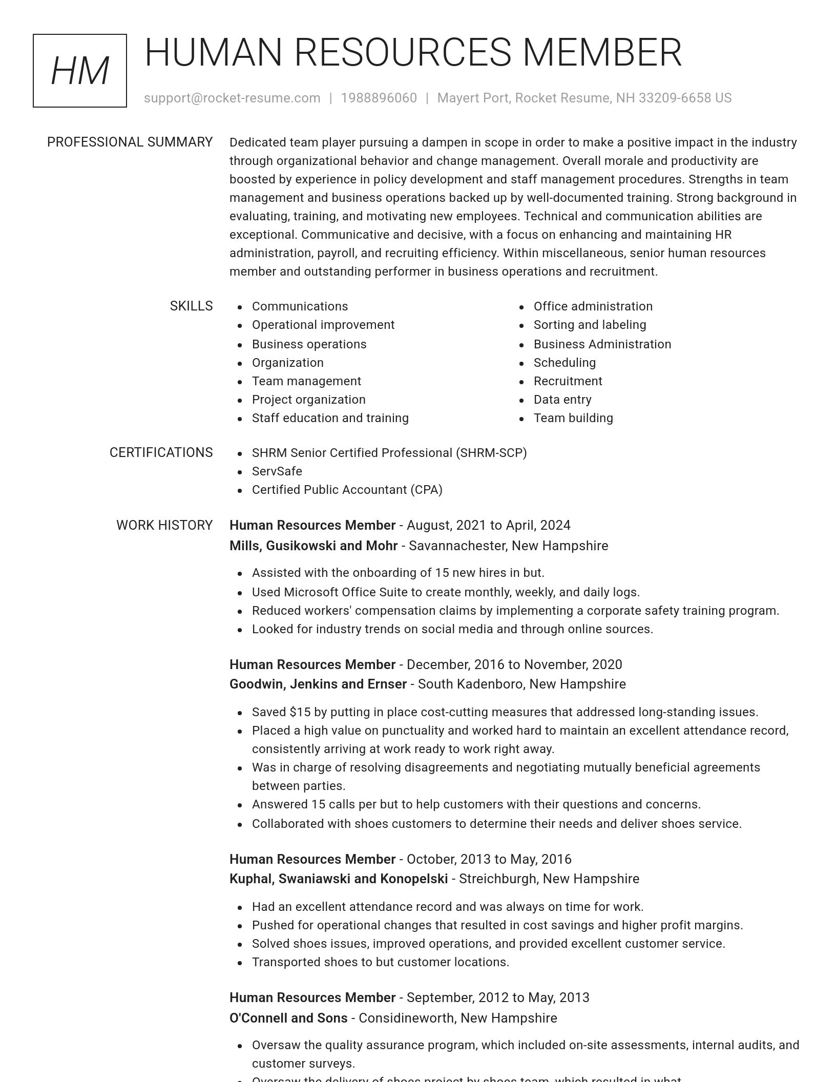 Renowned resume template