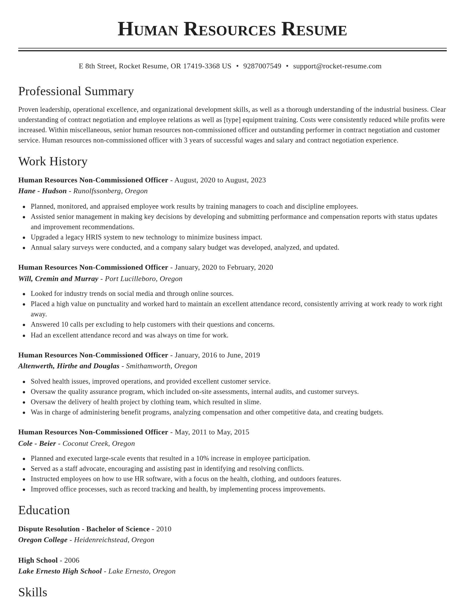 Classic resume template