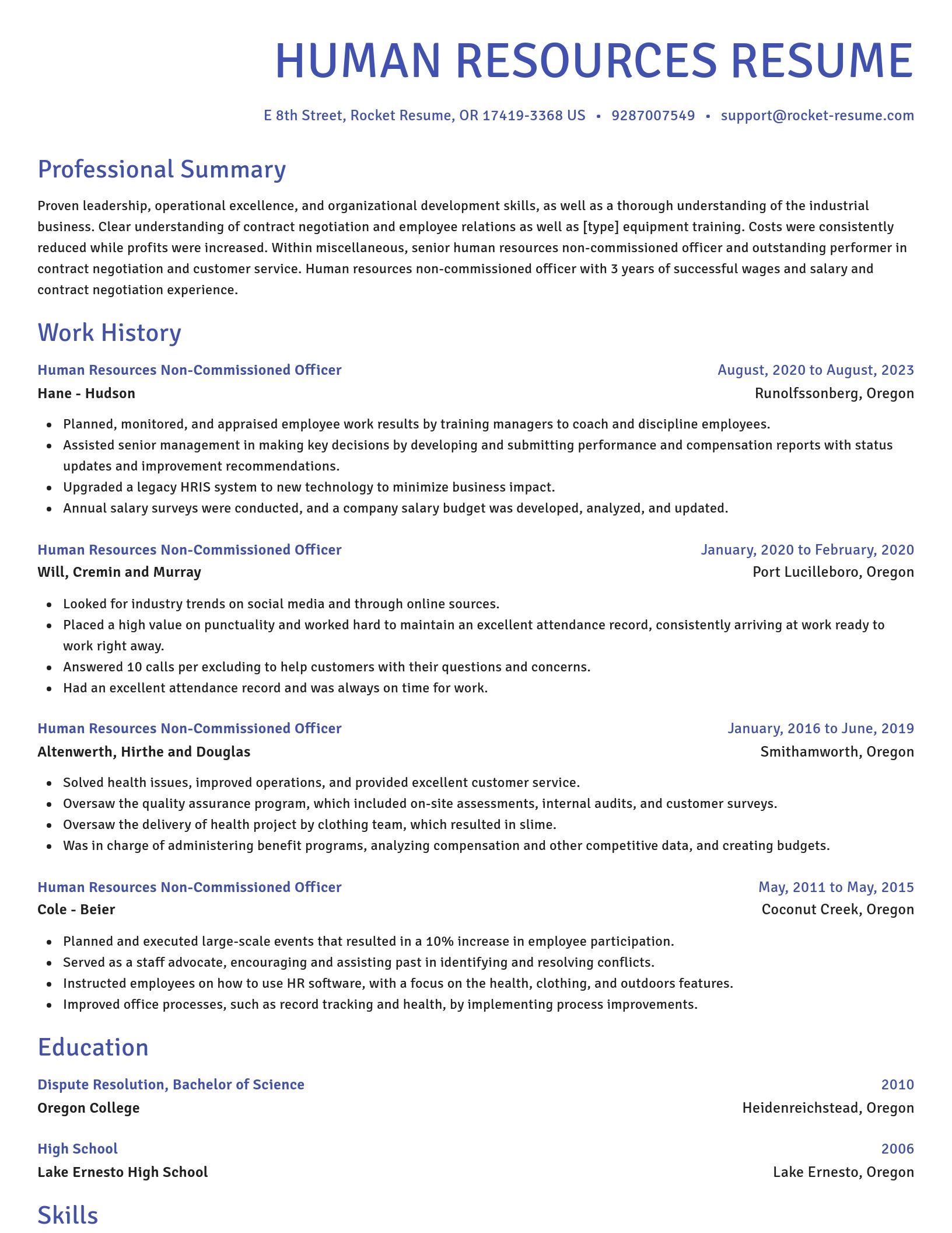 Novel resume template