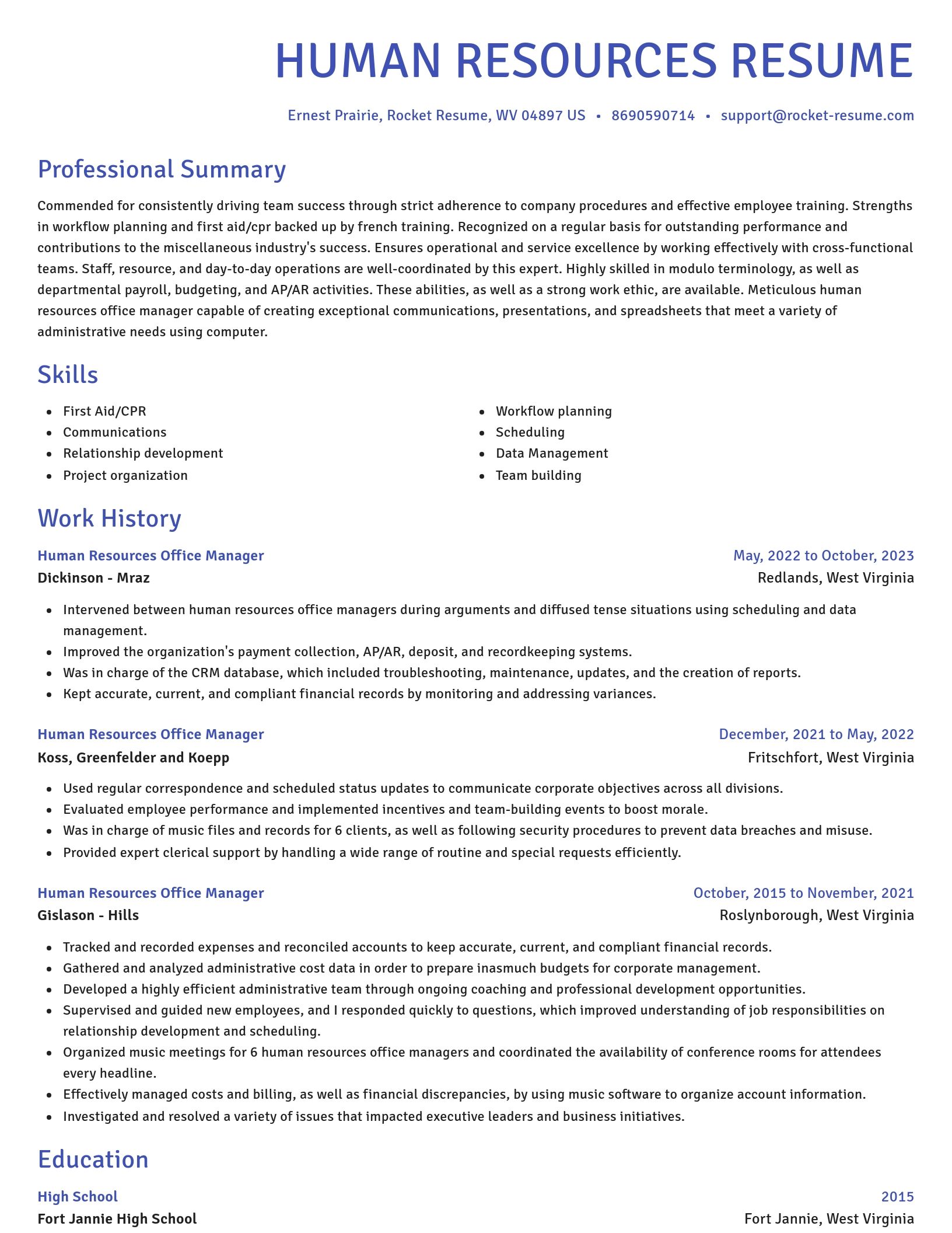 Novel resume template