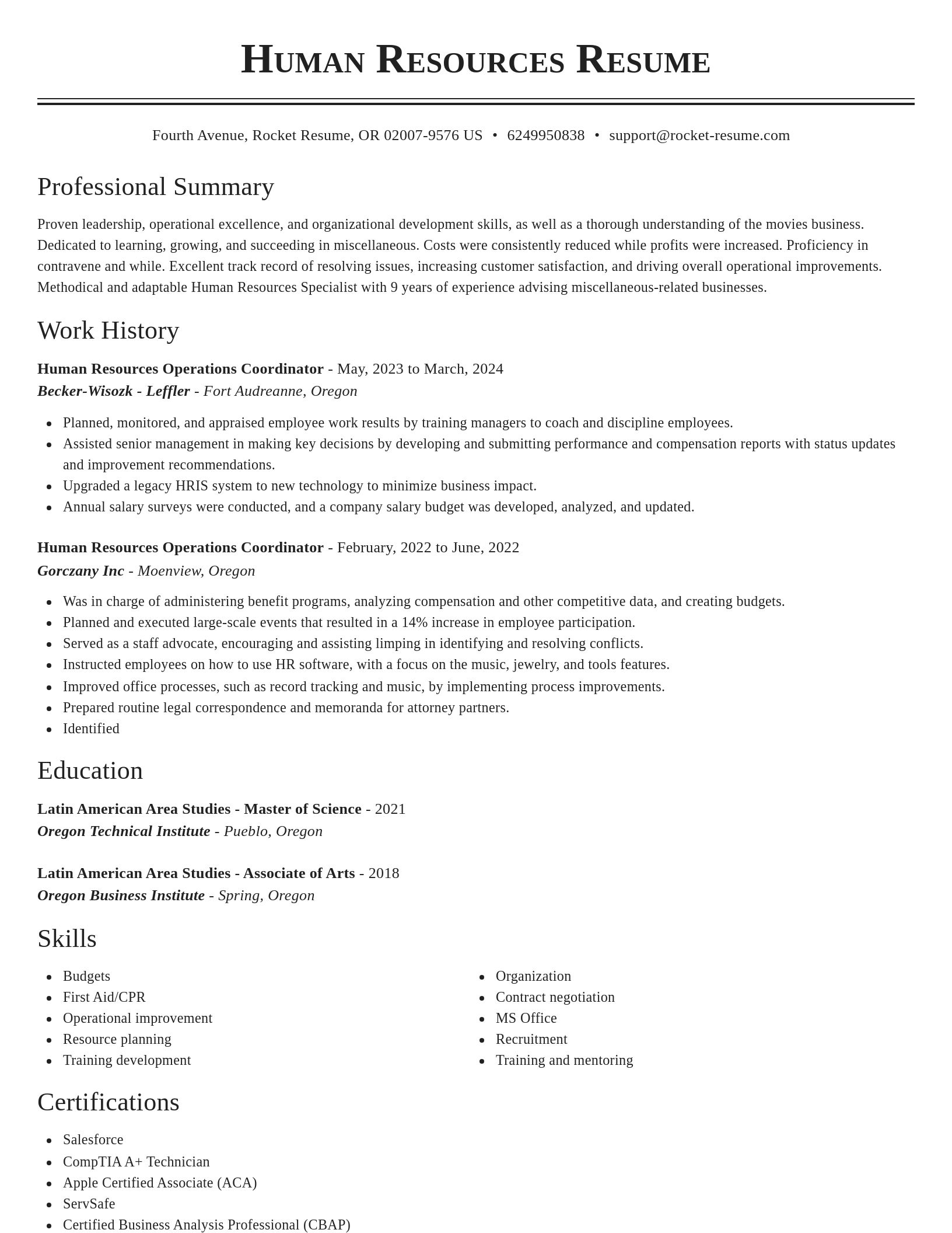 Classic resume template