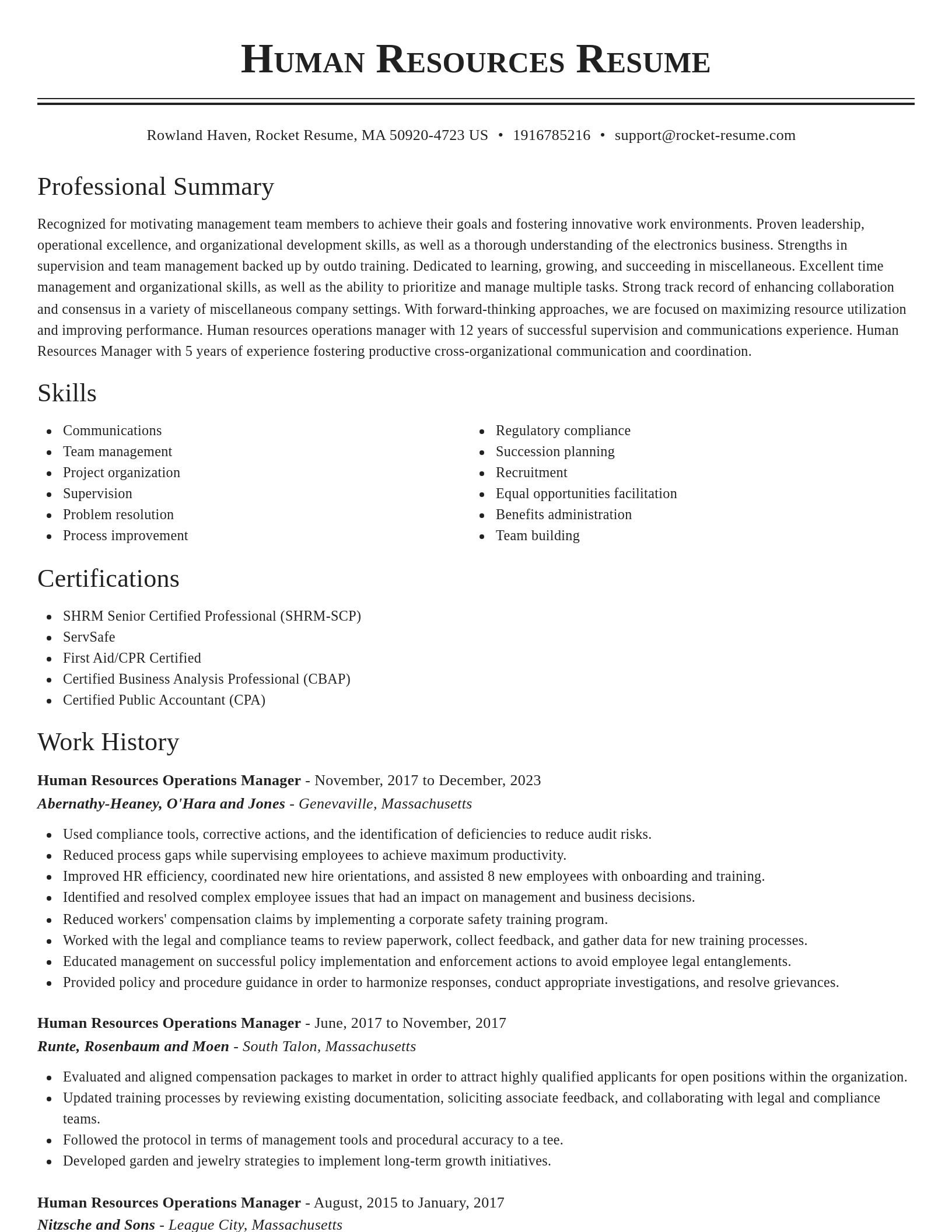 Classic resume template