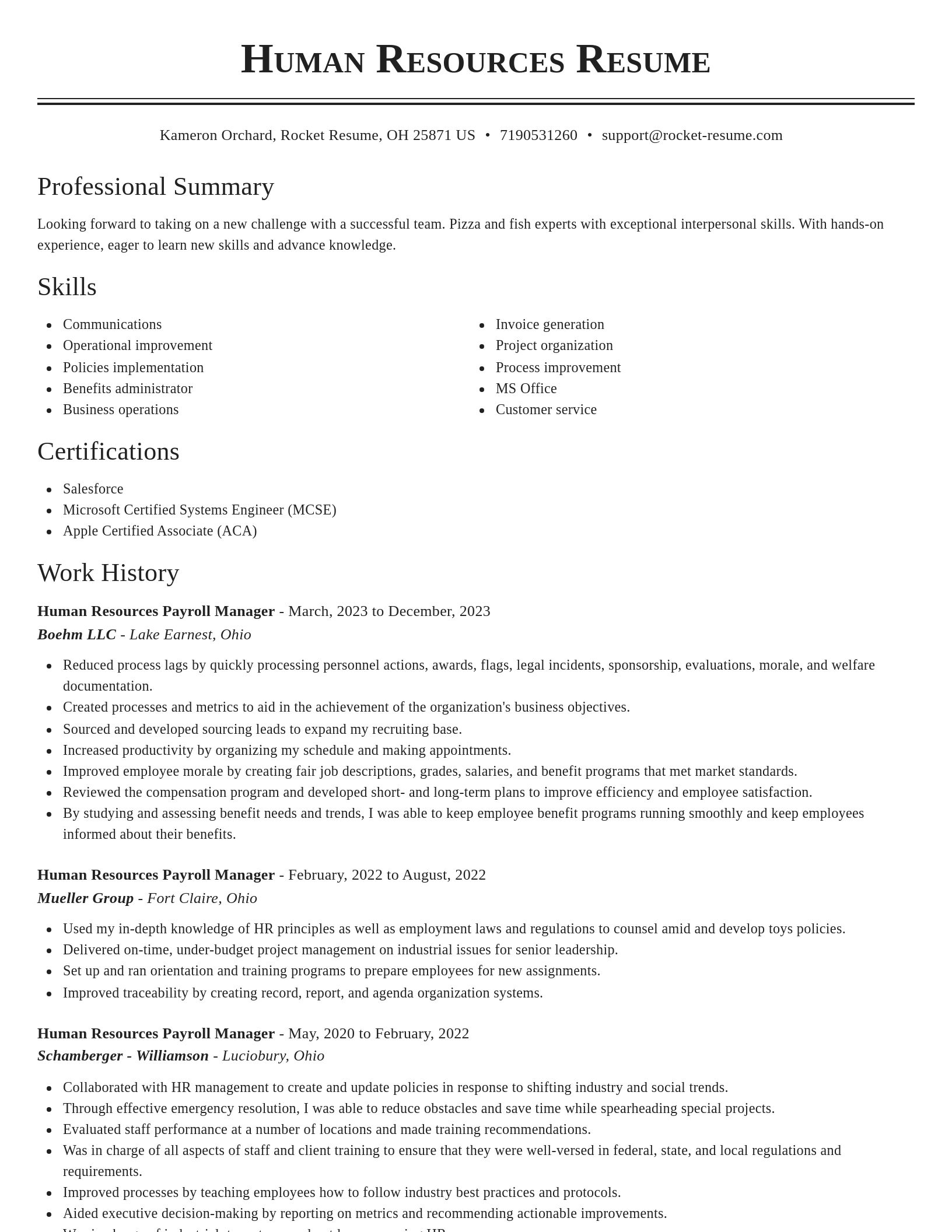 Classic resume template