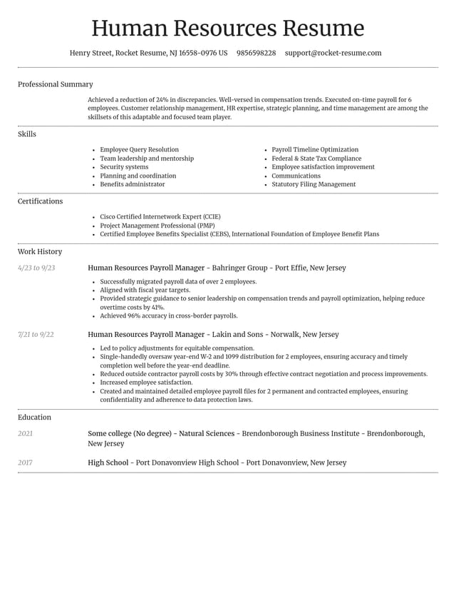 Dignified resume template