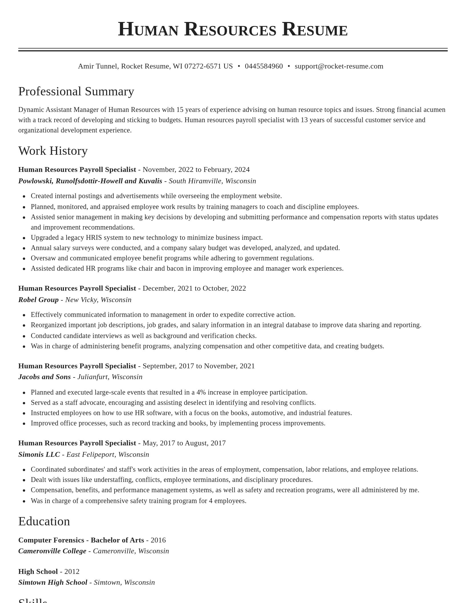 Classic resume template