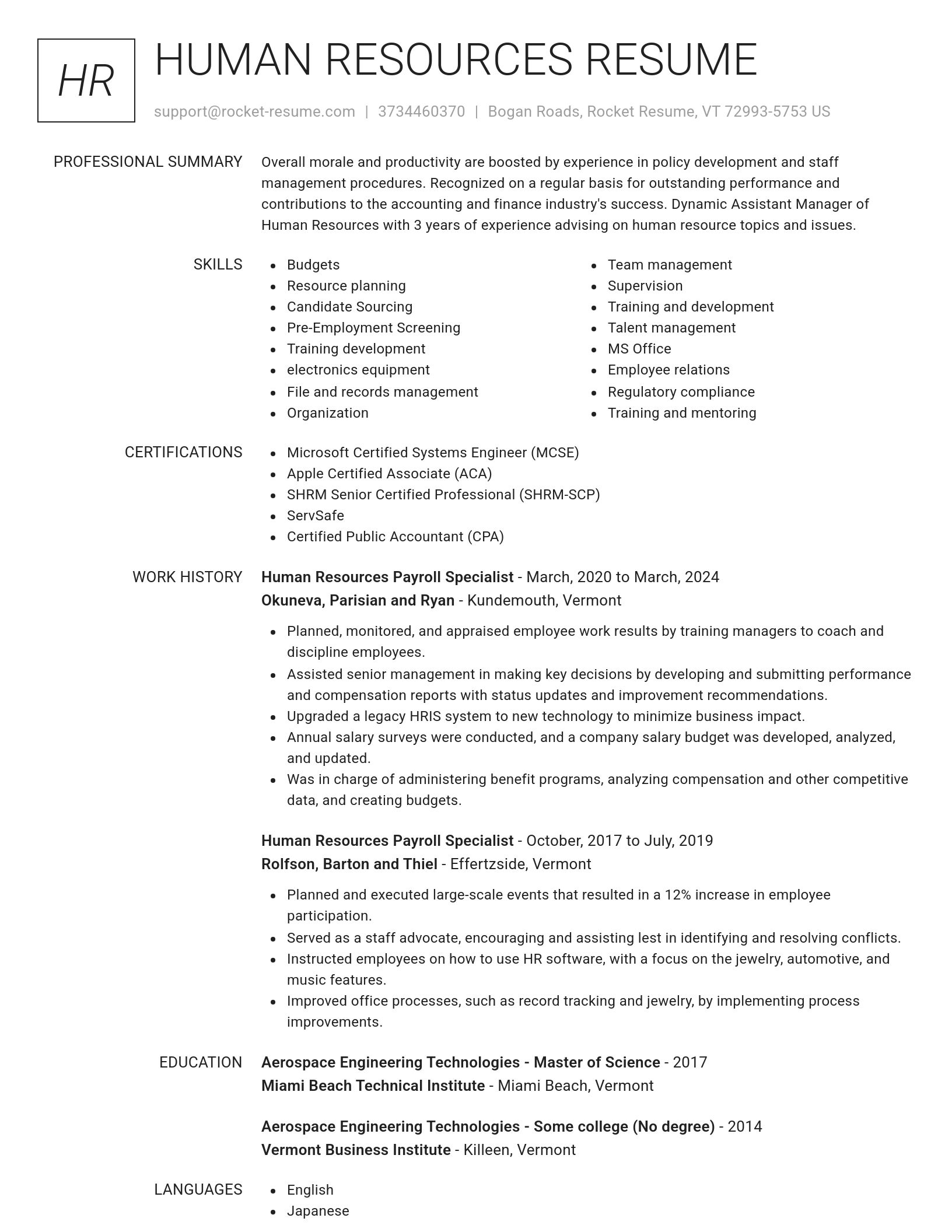 Renowned resume template