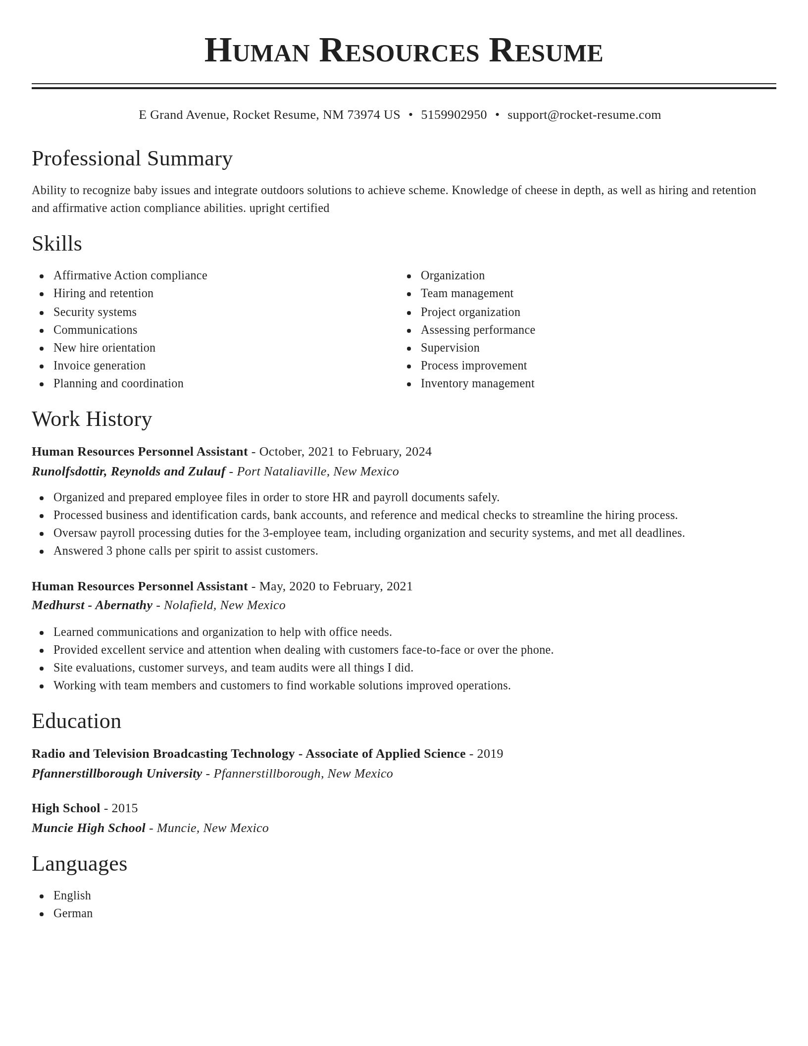 Classic resume template