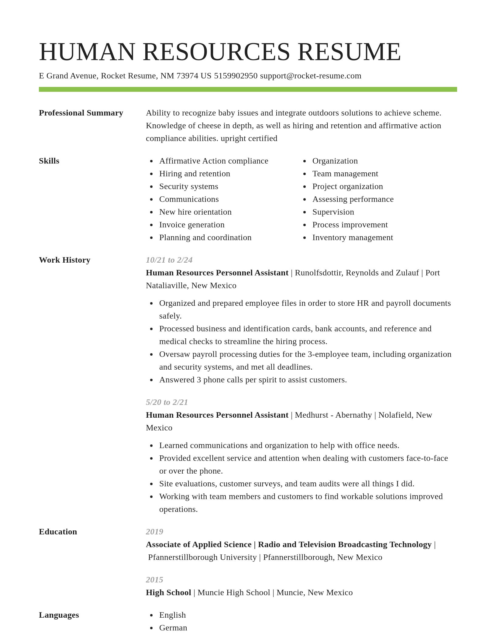 Smart resume template